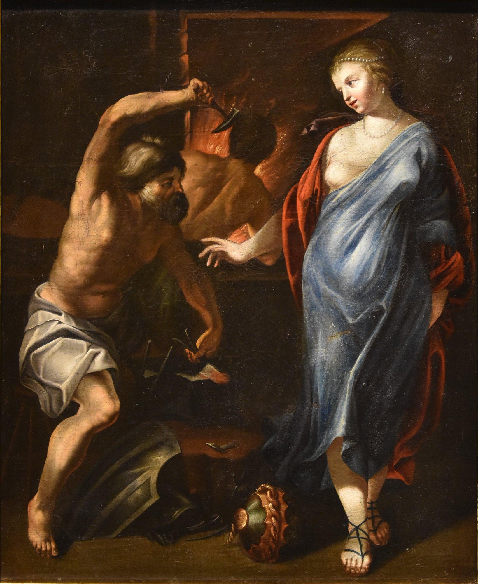 THETIS Hephaistos Blanchard Mythologische Malerei Öl auf Tisch 17. Jahrhundert Französisch – Painting von Jacques Blanchard (Paris, 1600 – Paris, 1638)