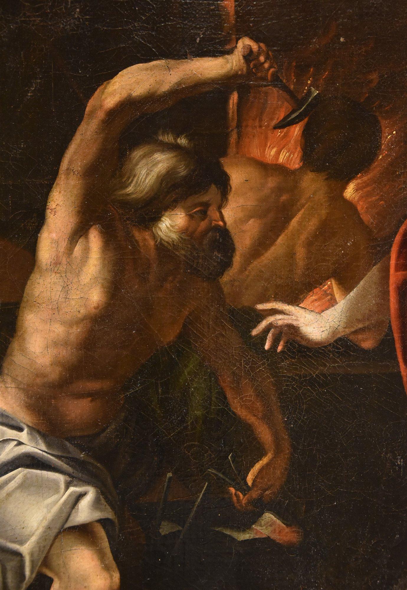 THETIS Hephaistos Blanchard Mythologische Malerei Öl auf Tisch 17. Jahrhundert Französisch im Angebot 1