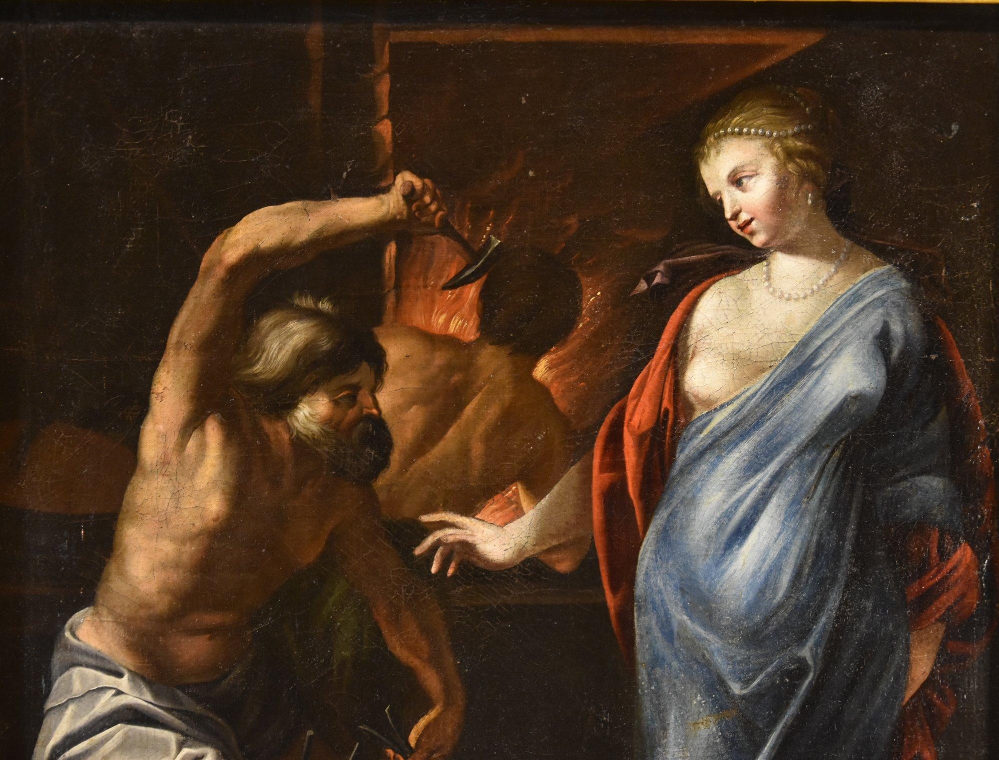 THETIS Hephaistos Blanchard Mythologische Malerei Öl auf Tisch 17. Jahrhundert Französisch im Angebot 2