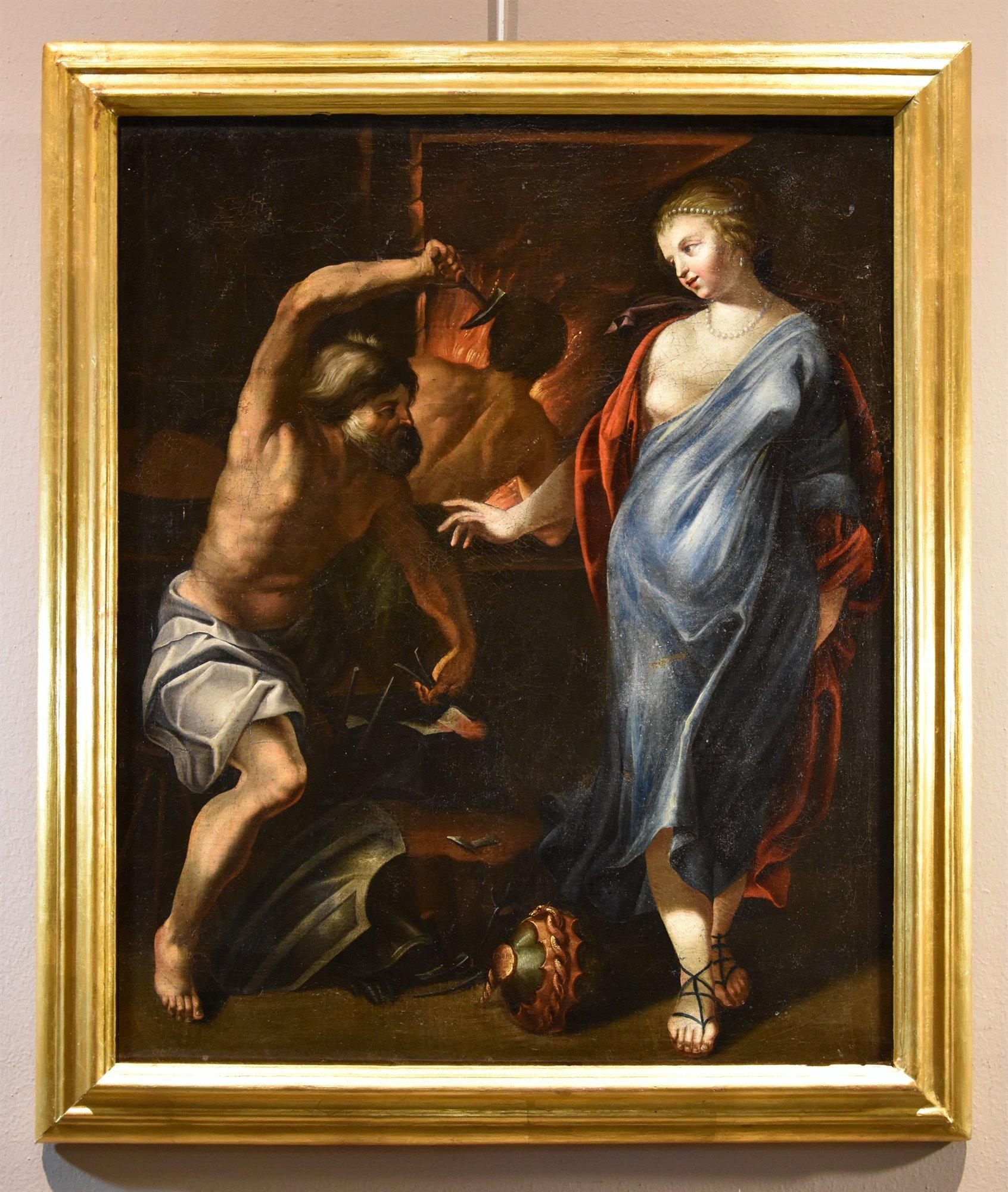 Thetis Hephaestus Blanchard Mythological Paint Oil on table 17th Century French