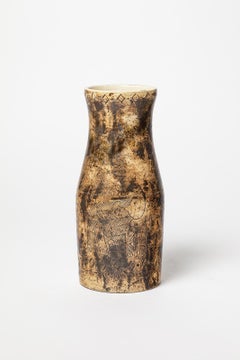 Jacques Blin 20th century design brown animals ceramic vase unique piece 1950