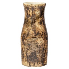 Jacques Blin 20th century design brown animals ceramic vase unique piece 1950