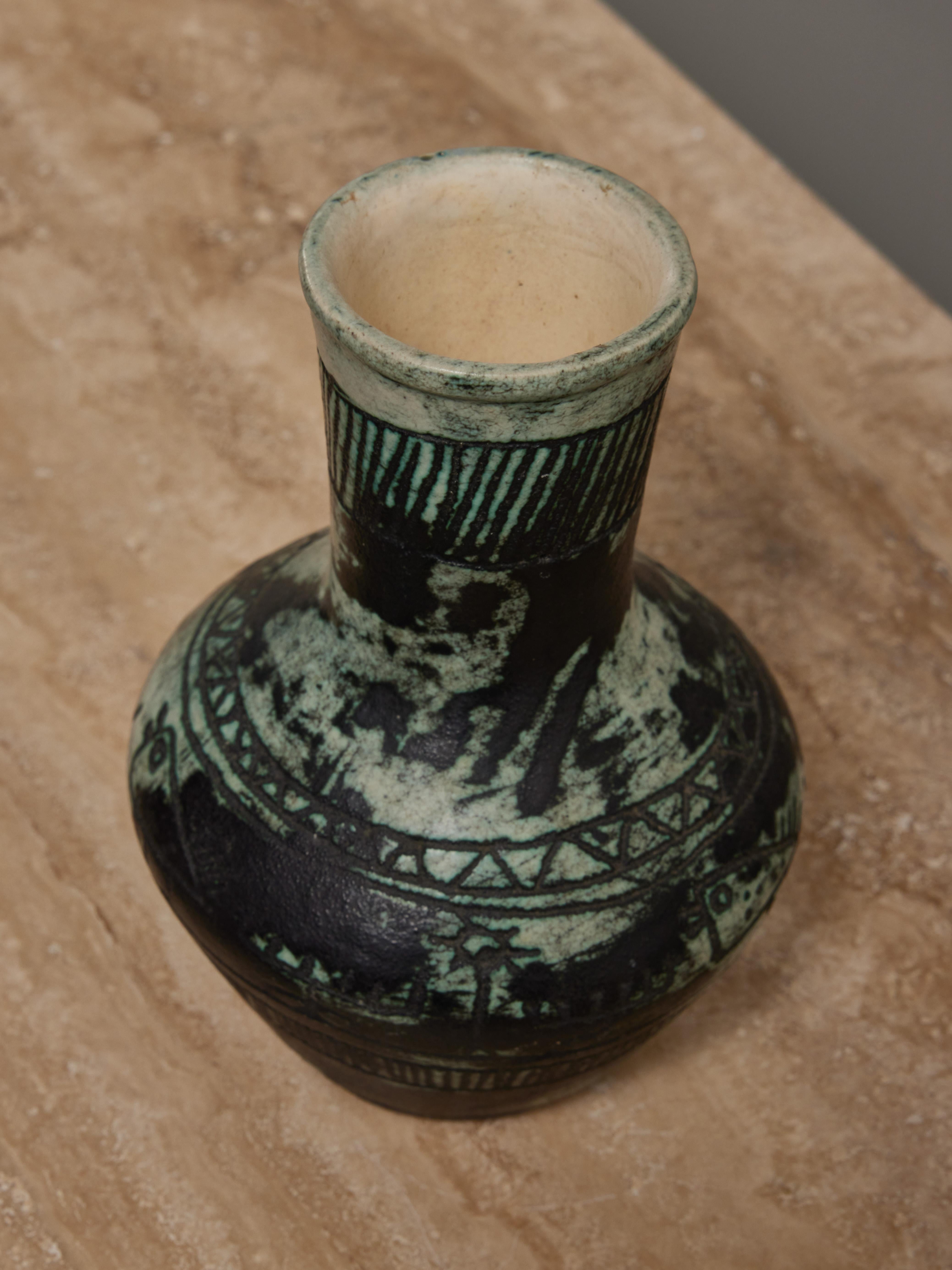 Jacques Blin Baluster Grüne kleine Vase im Zustand „Gut“ im Angebot in Saint-Ouen, IDF