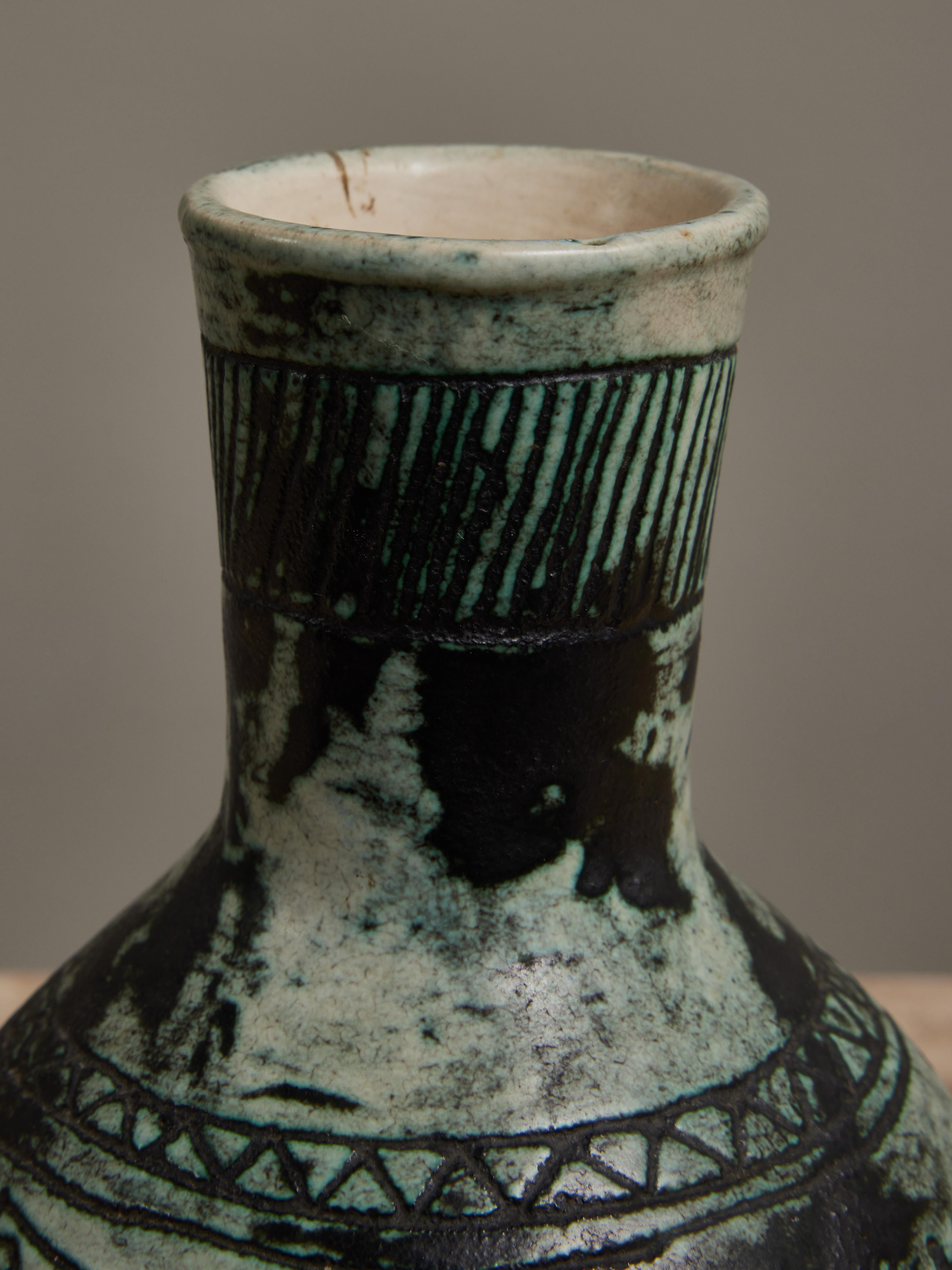 Jacques Blin Baluster Grüne kleine Vase (Mitte des 20. Jahrhunderts) im Angebot