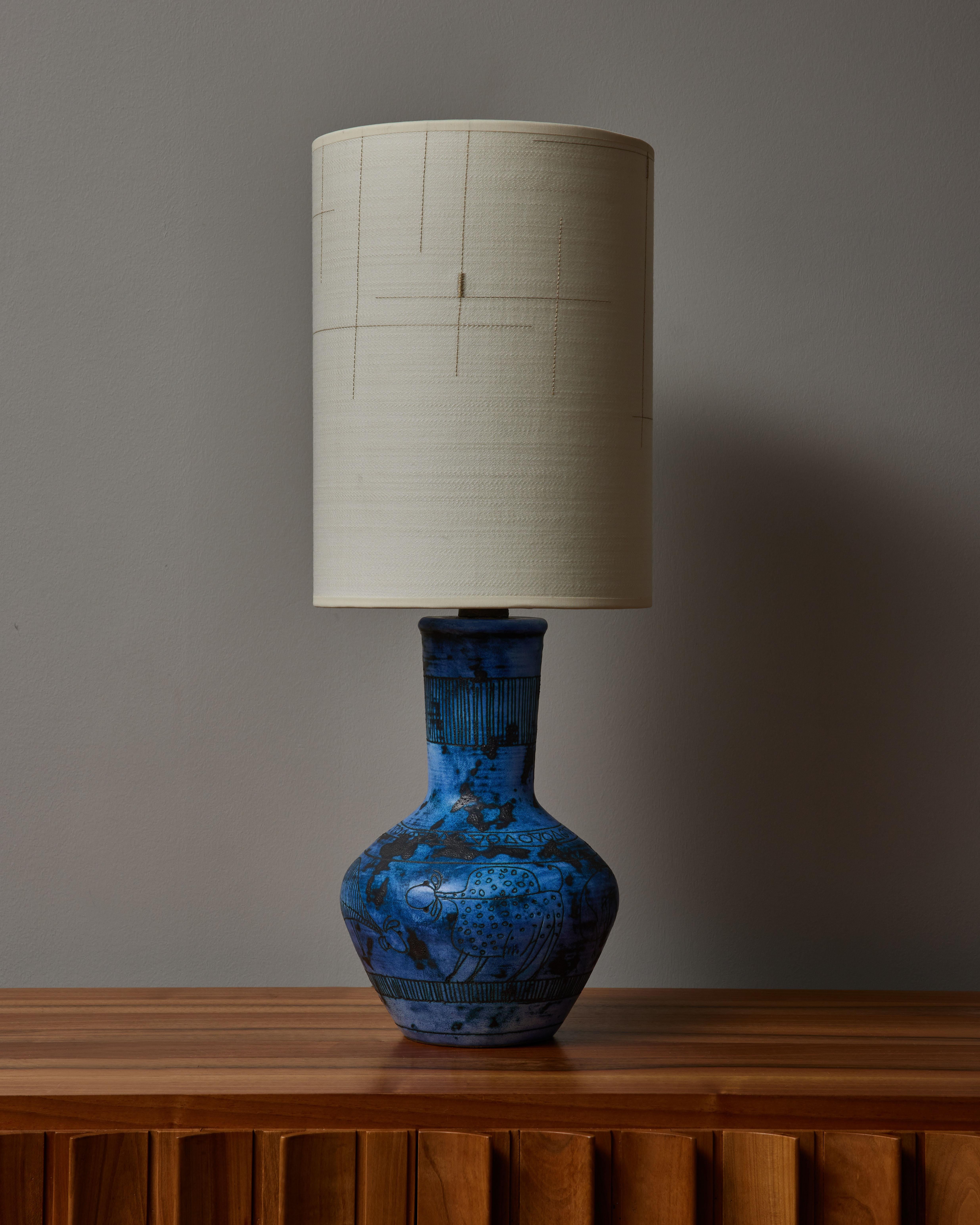Mid-Century Modern Jacques Blin Baluster Shaped Ceramic Table Lamp For Sale