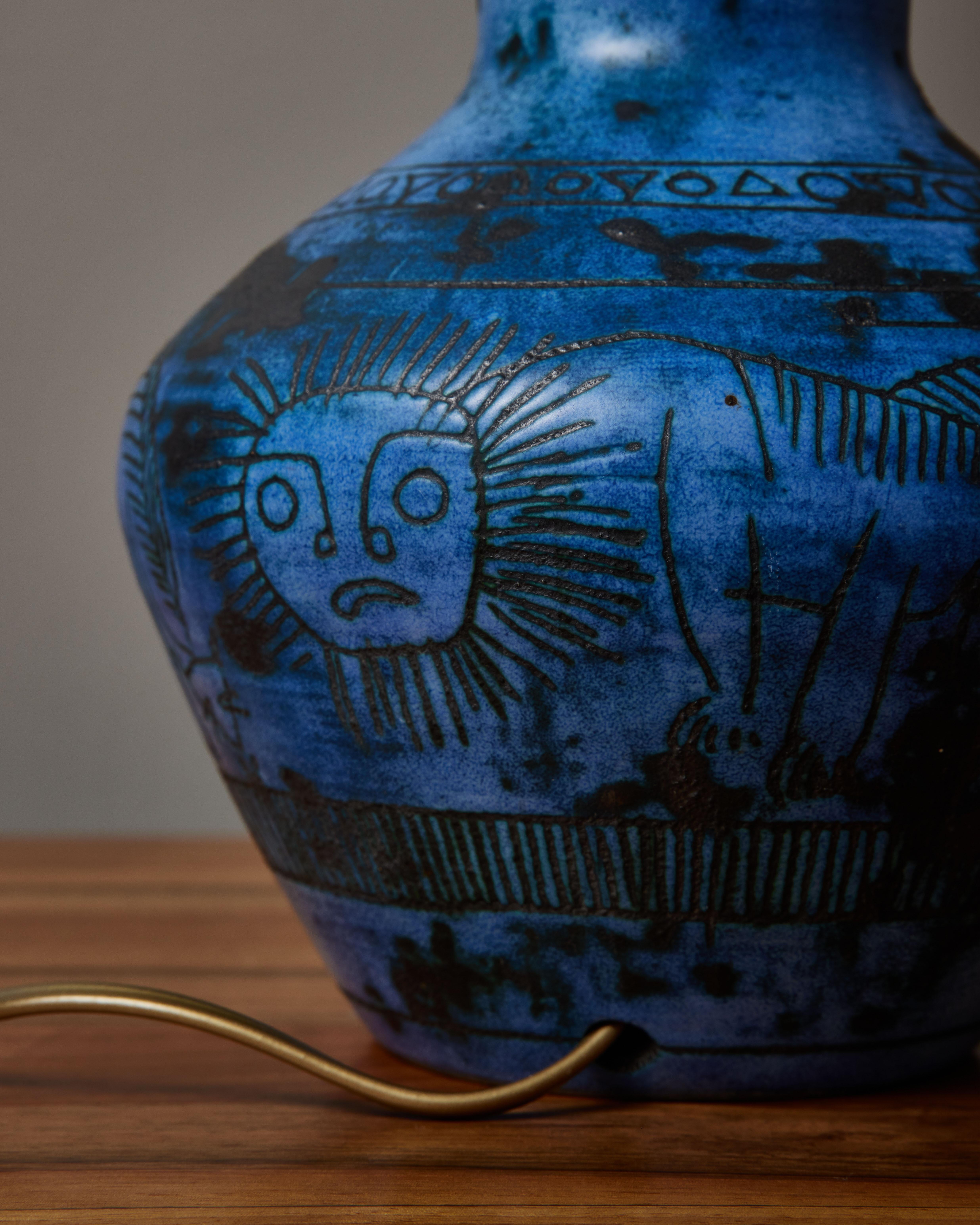 Français Lampe de table en céramique en forme de balustre Jacques Blin en vente