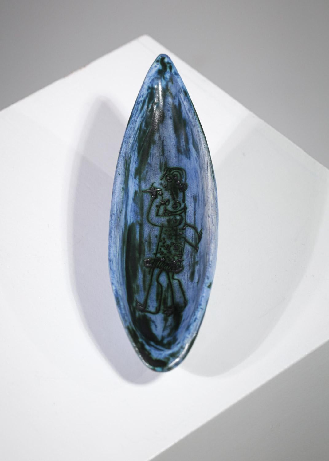 Porte-pipes Jacques Blin en céramique bleue - G414 Bon état - En vente à Lyon, FR