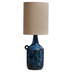 Vintage Jacques Blin Blue Ceramic Table Lamp