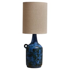 Lampada da tavolo in ceramica blu Jacques Blin