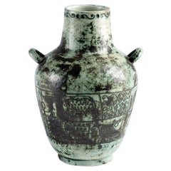 Jacques Blin:: Vase bleu en céramique à deux anses:: France:: vers les années 1940