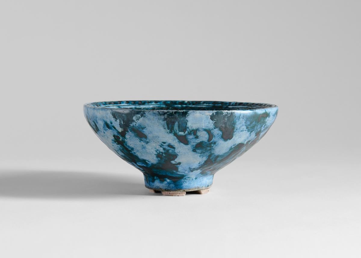 French Jacques Blin, Blue Glazed Ceramic Dish, France, Mid-Twentieth Century