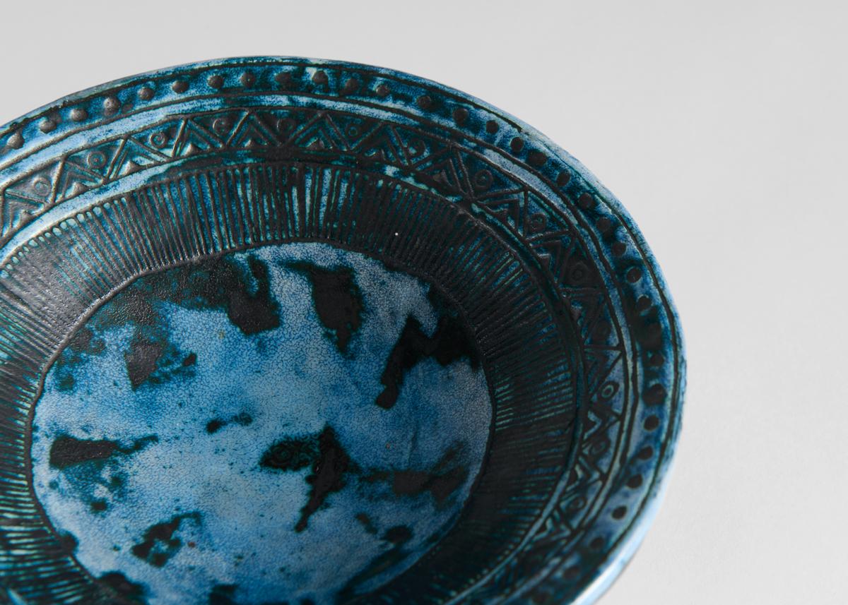 Jacques Blin, Blue Glazed Ceramic Dish, France, Mid-Twentieth Century In Good Condition In New York, NY