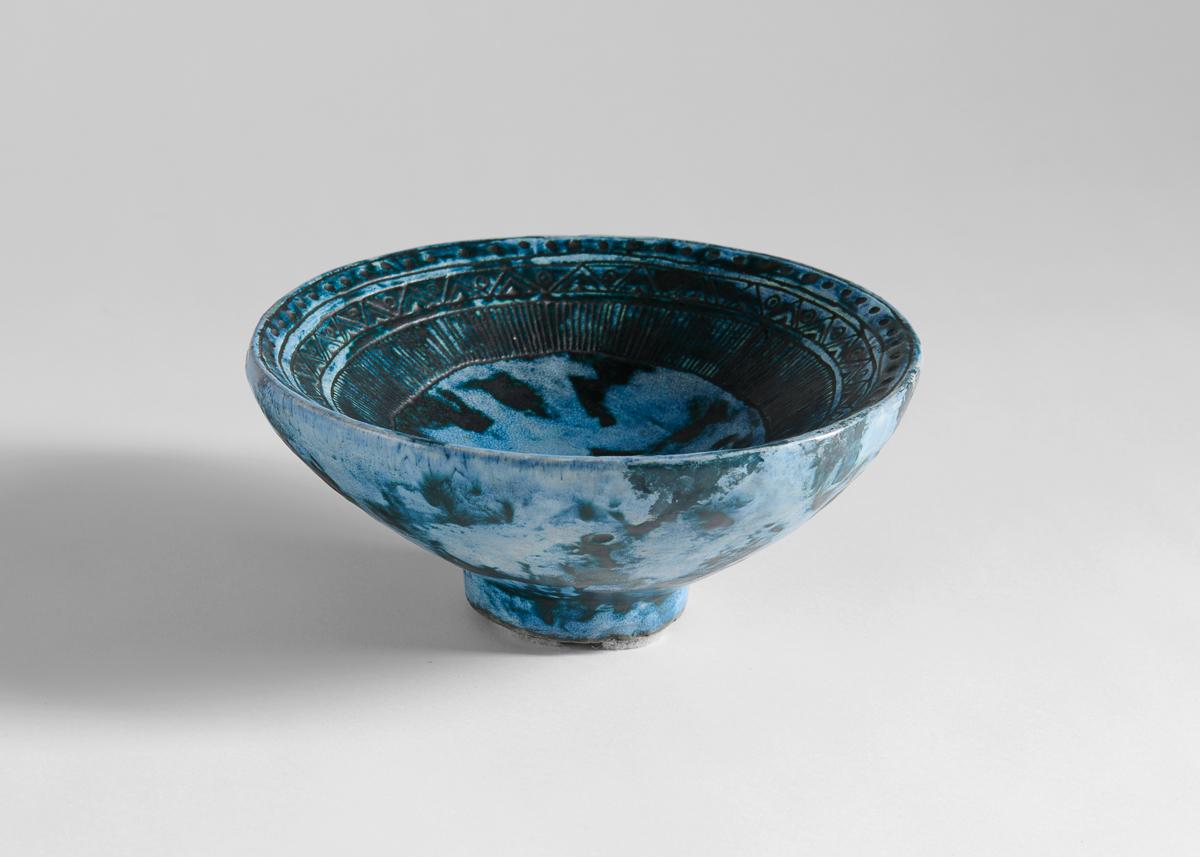 20th Century Jacques Blin, Blue Glazed Ceramic Dish, France, Mid-Twentieth Century
