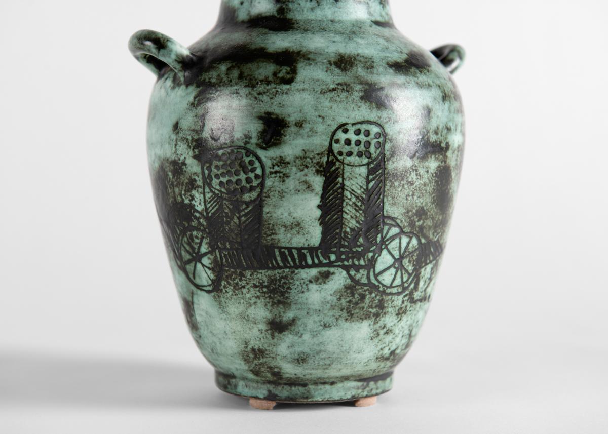 Jacques Blin, Blue Glazed Ceramic Vase, France, Mid-Twentieth Century In Good Condition In New York, NY