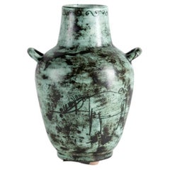 Jacques Blin, Blue Glazed Ceramic Vase, France, Mid-Twentieth Century