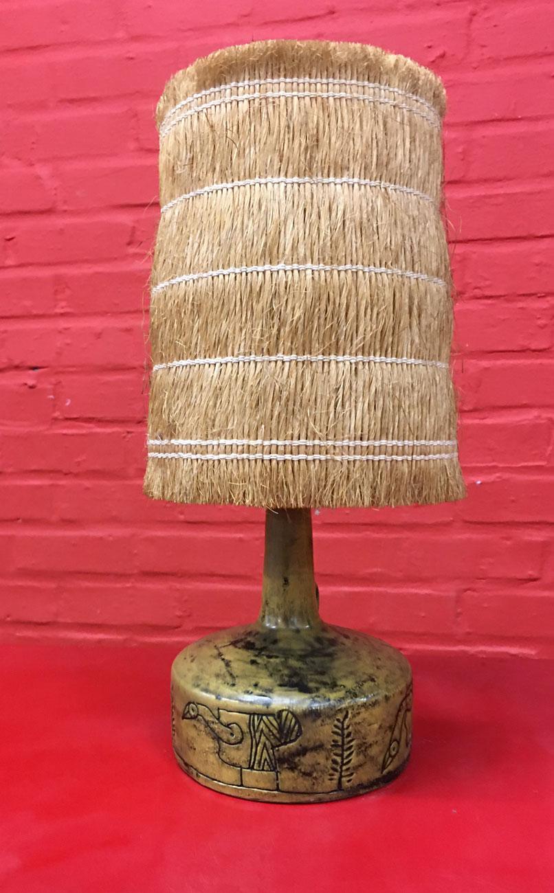 Mid-Century Modern Jacques Blin, Ceramic Lamp circa 1950 with Its Original Shade