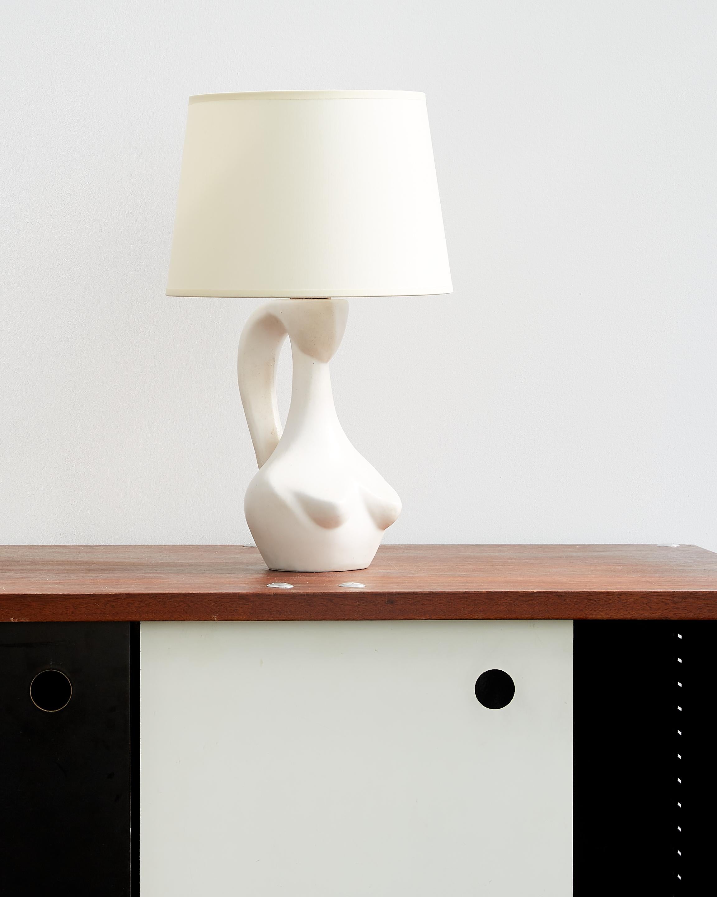Jacques Blin Ceramic Table Lamp c.1950 In Good Condition For Sale In Brooklyn, NY