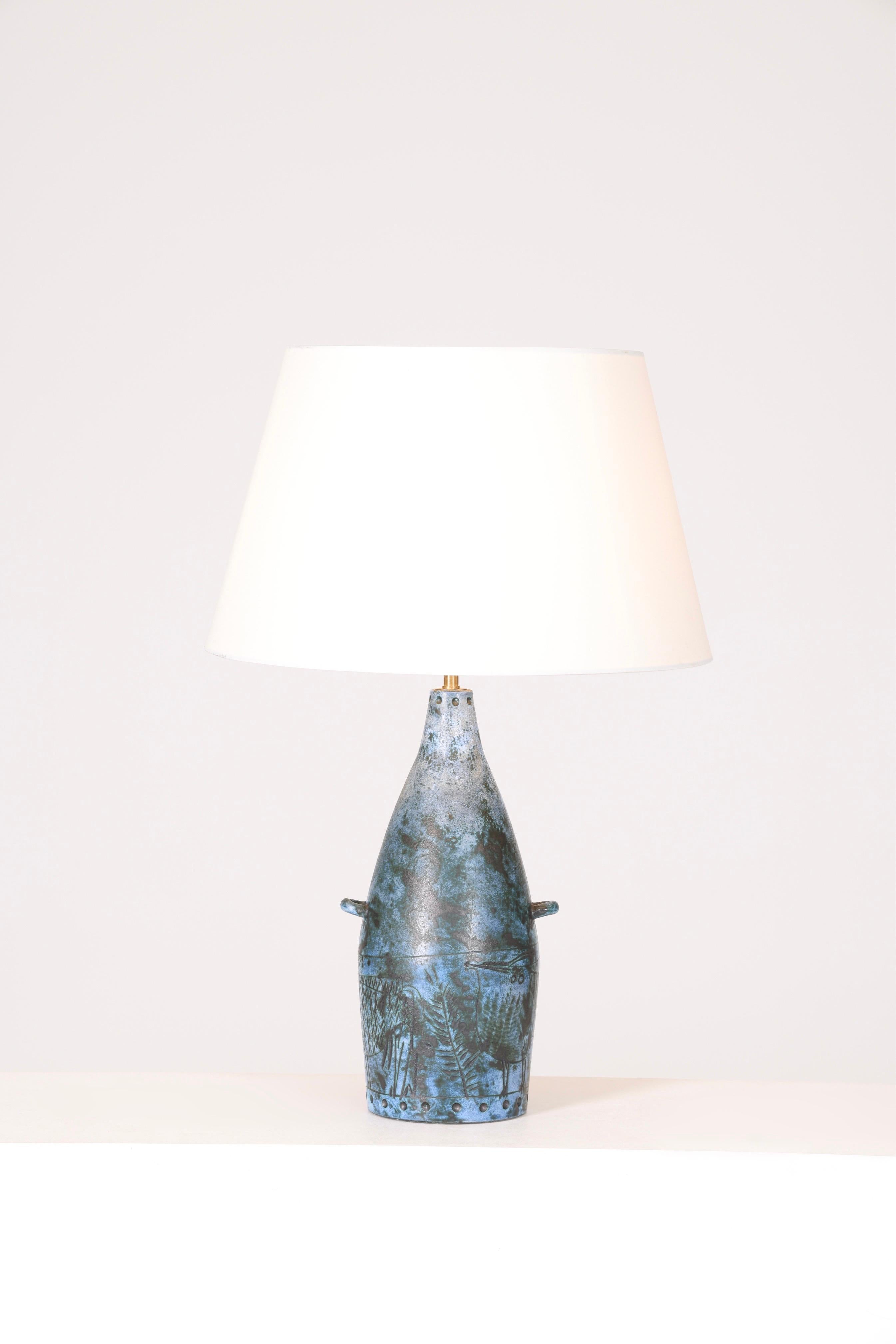 Jacques Blin Ceramic Table Lamp In Excellent Condition In PARIS, FR