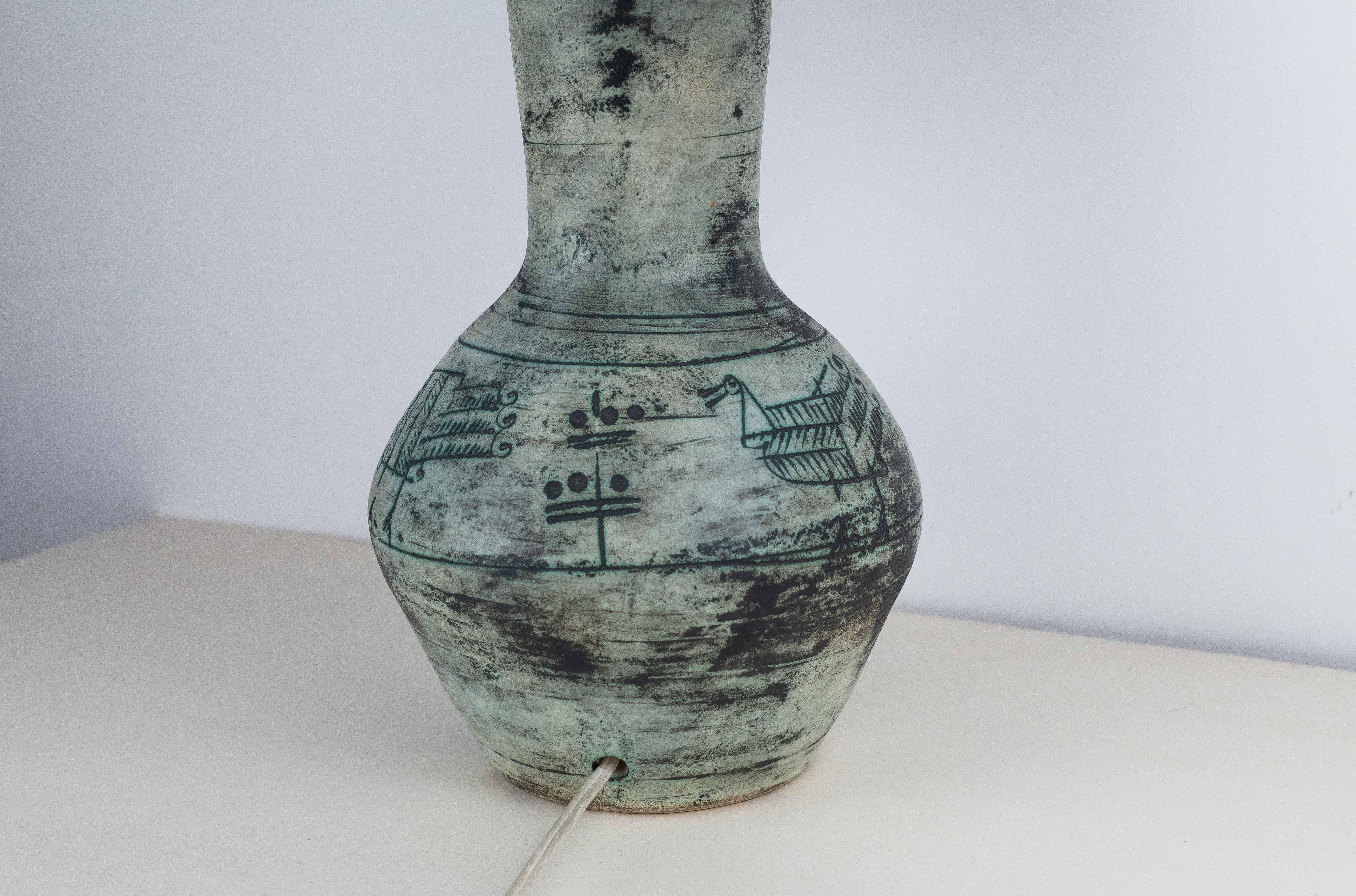 Jacques Blin Ceramic Table Lamp, Modernist Design, France 1960s 5