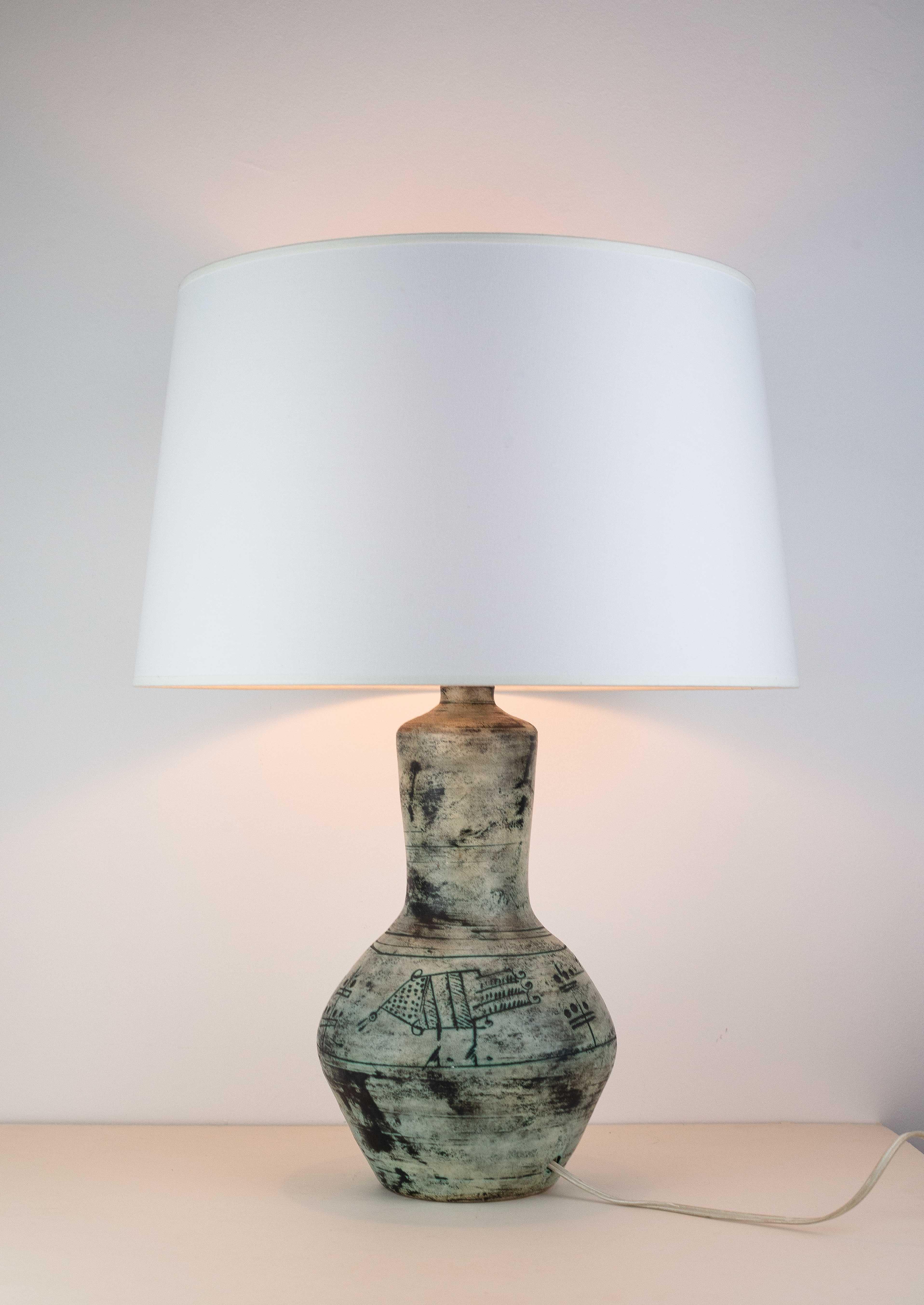 Jacques Blin Ceramic Table Lamp, Modernist Design, France 1960s

This large table lamp is part of the 