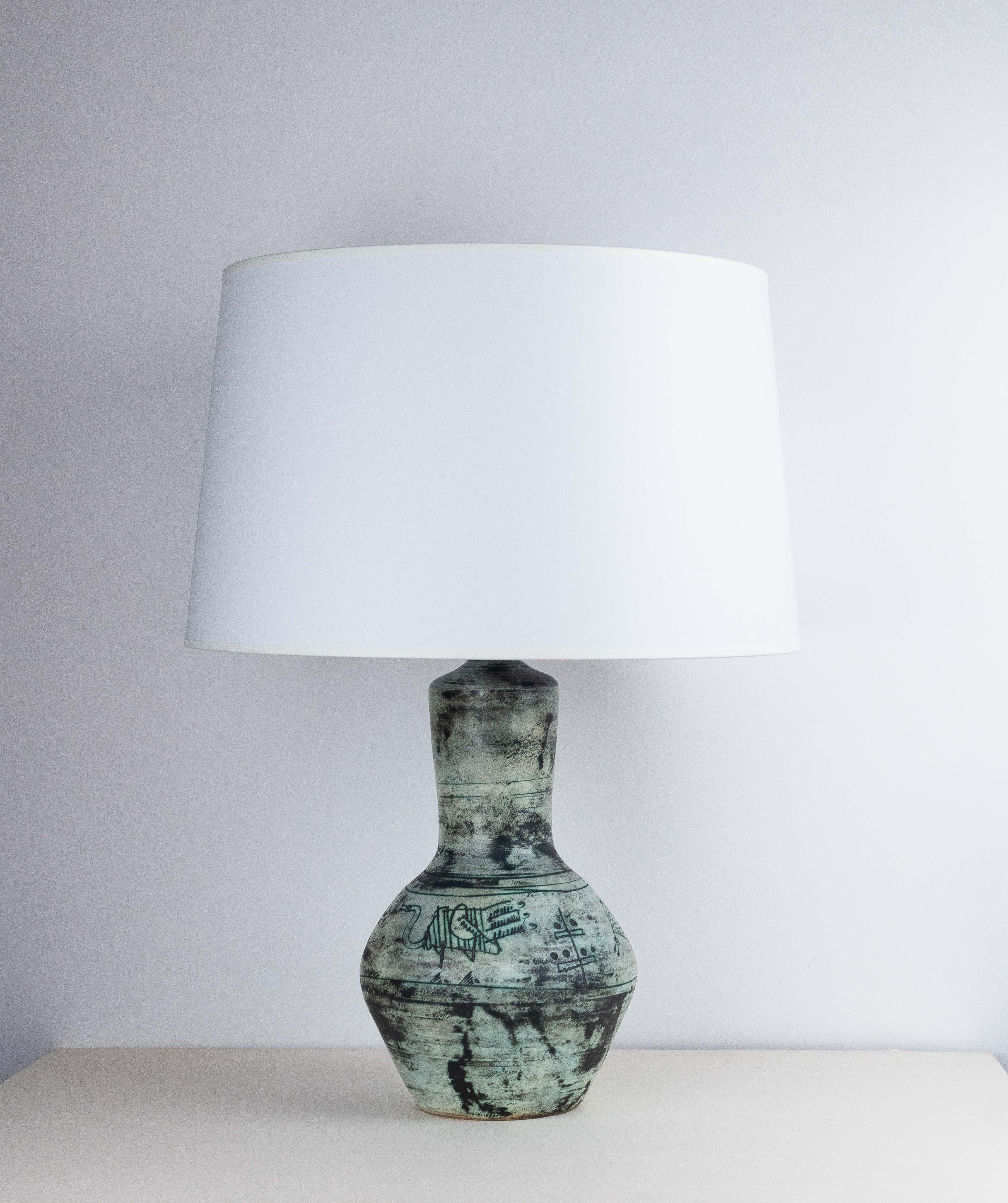 French Jacques Blin Ceramic Table Lamp, Modernist Design, France 1960s