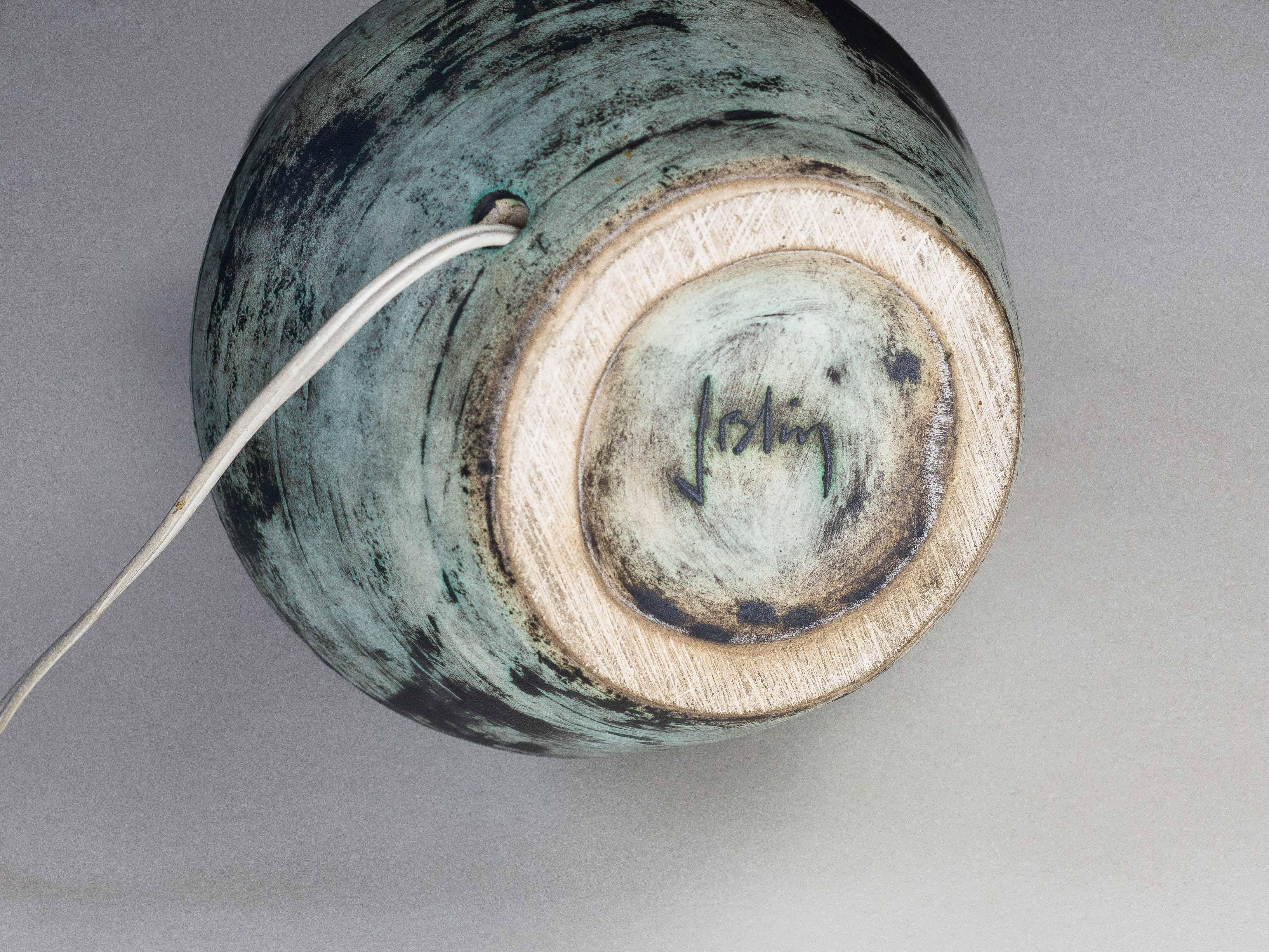 Enameled Jacques Blin Ceramic Table Lamp, Modernist Design, France 1960s