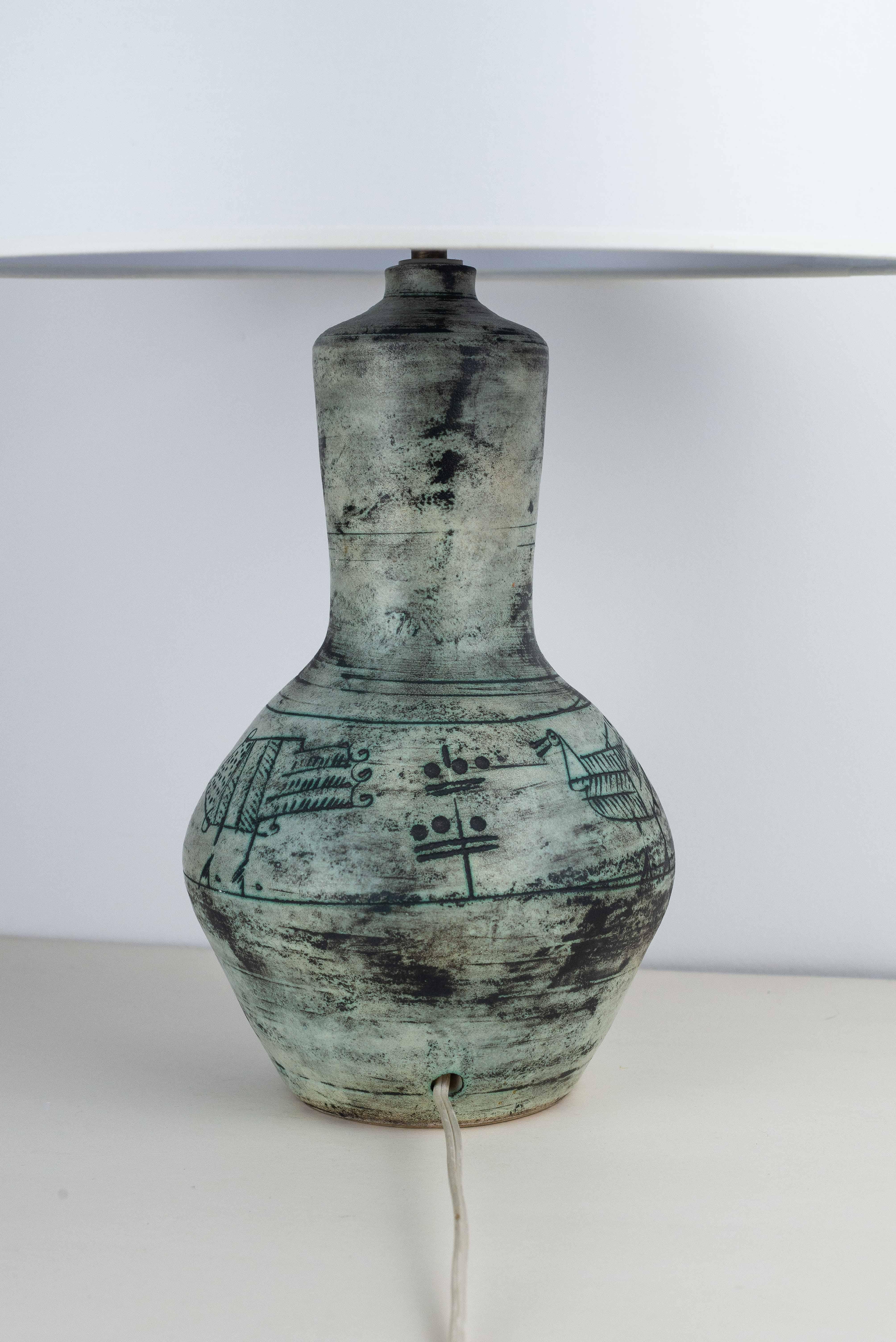 Jacques Blin Ceramic Table Lamp, Modernist Design, France 1960s In Good Condition In ROUEN, Normandie