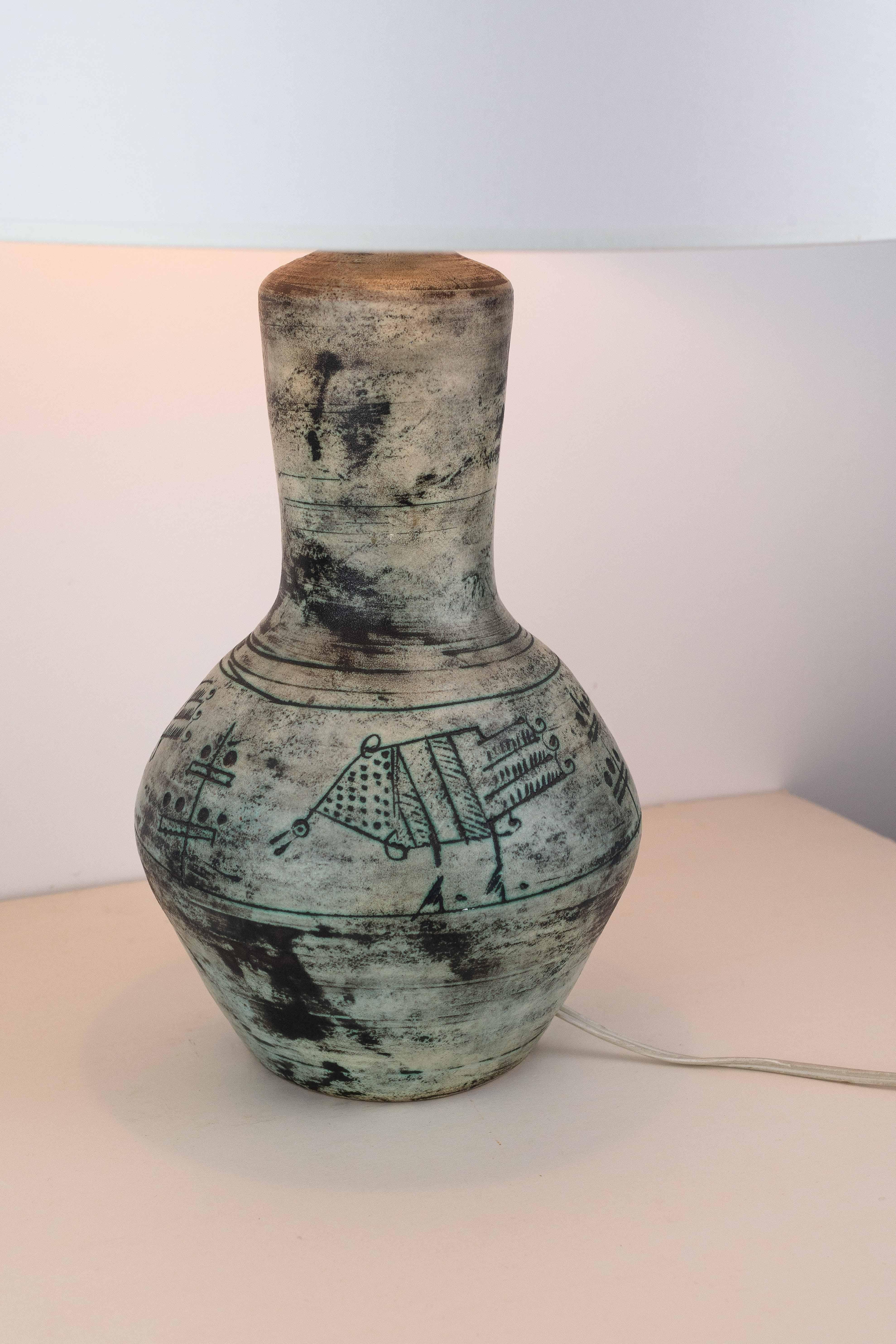 20th Century Jacques Blin Ceramic Table Lamp, Modernist Design, France 1960s