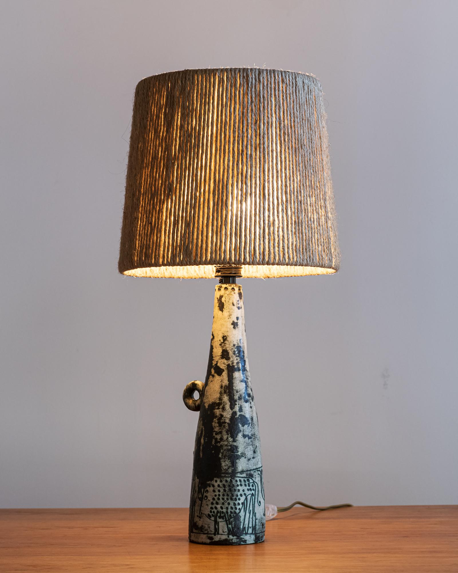 Jacques Blin Elegant Ceramic Table Lamp, 1950s 4
