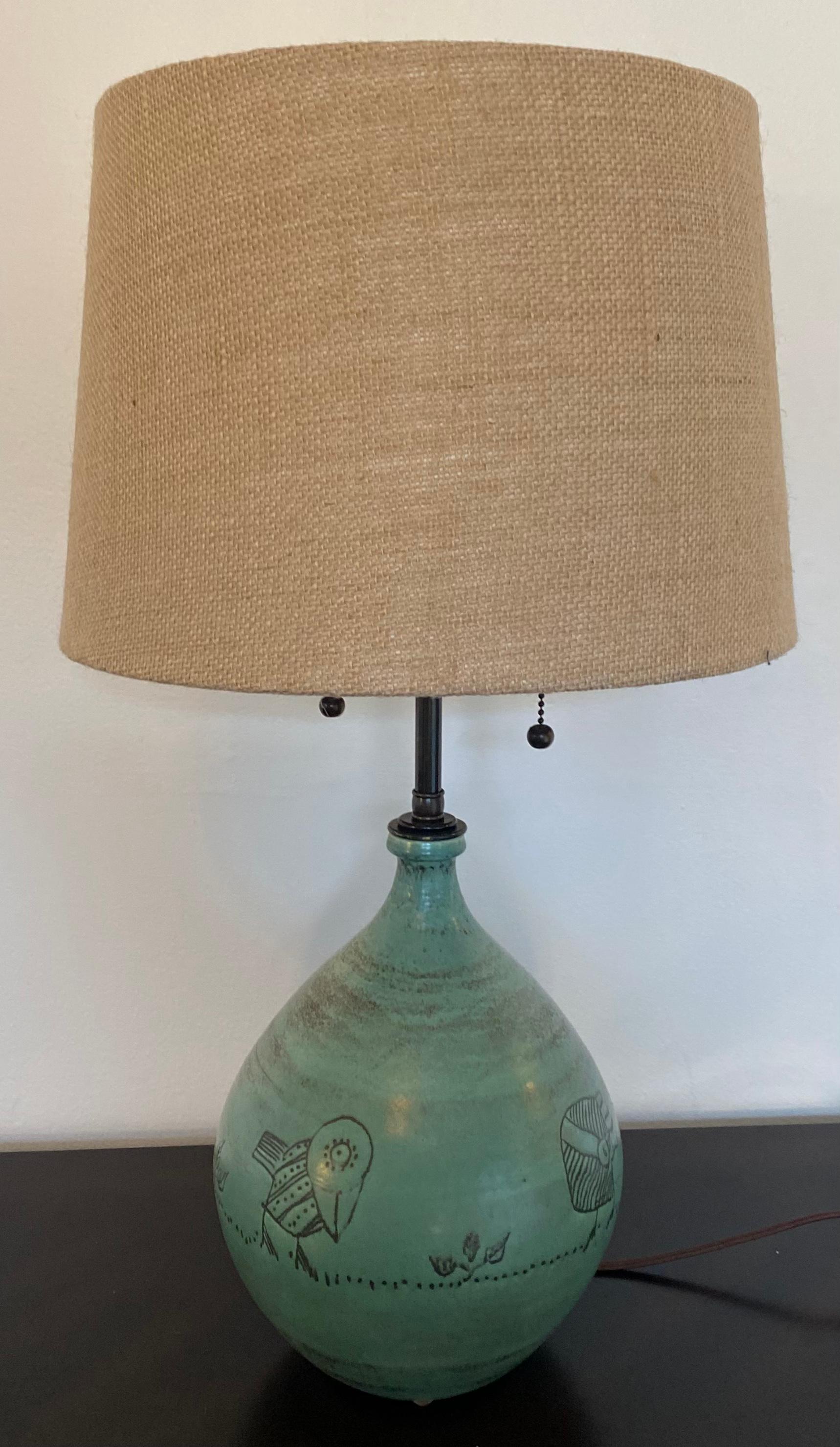 Jacques Blin French Art Pottery 1960s Table Lamp In Excellent Condition In New York, NY