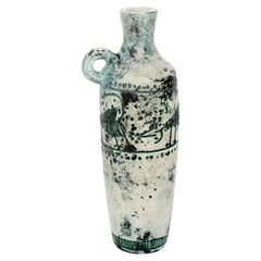 Jacques Blin French Ceramic Artist Ceramic Bottle Vessel Sgraffito Decoration