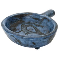 Jacques Blin French Ceramic Bowl or Dish with Iconic Blue Scraffito Decoration