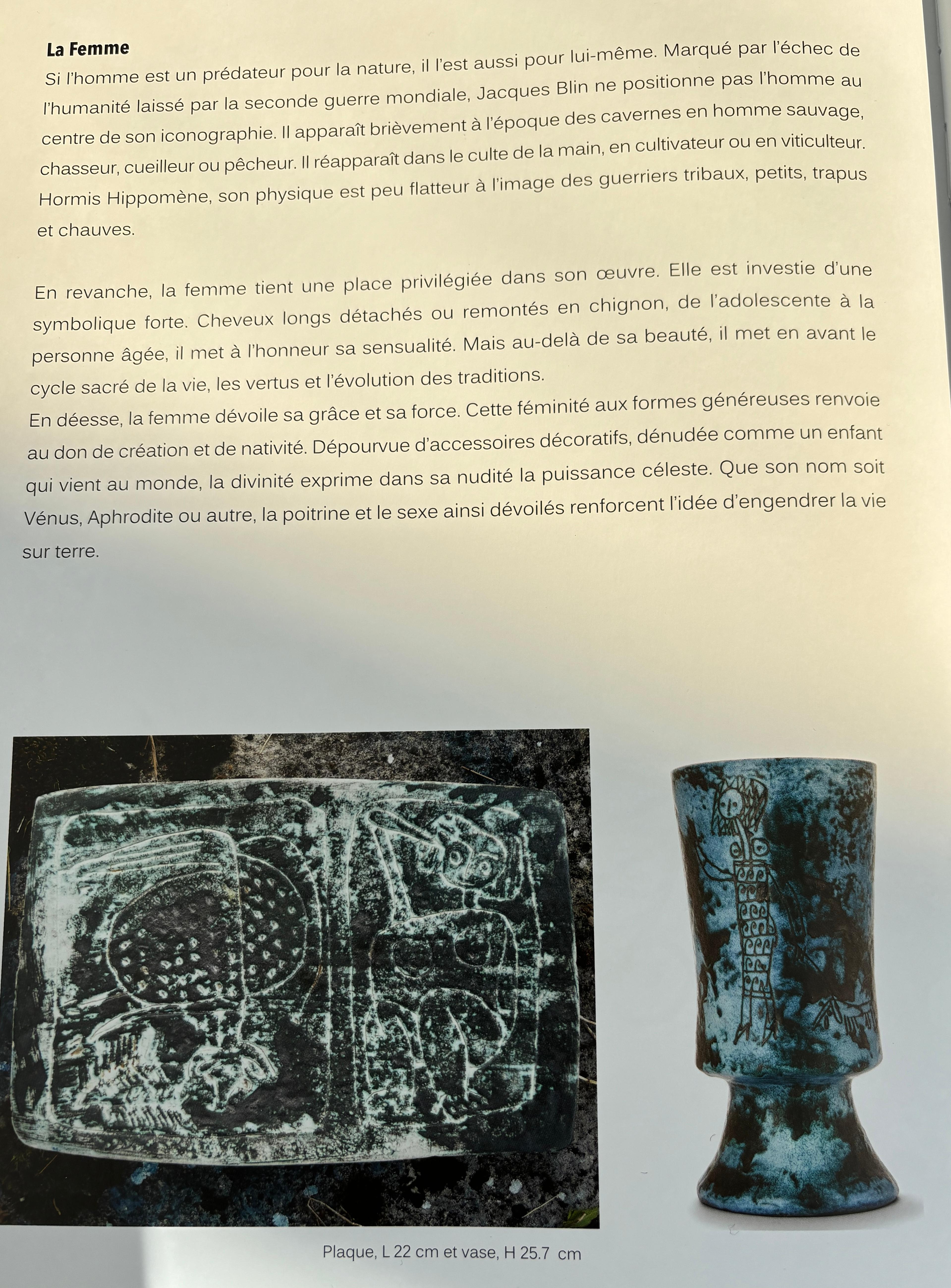 Jacques Blin Französische Keramik Türkisblaue Sgraffito Chalice-Vase aus Keramik im Angebot 7