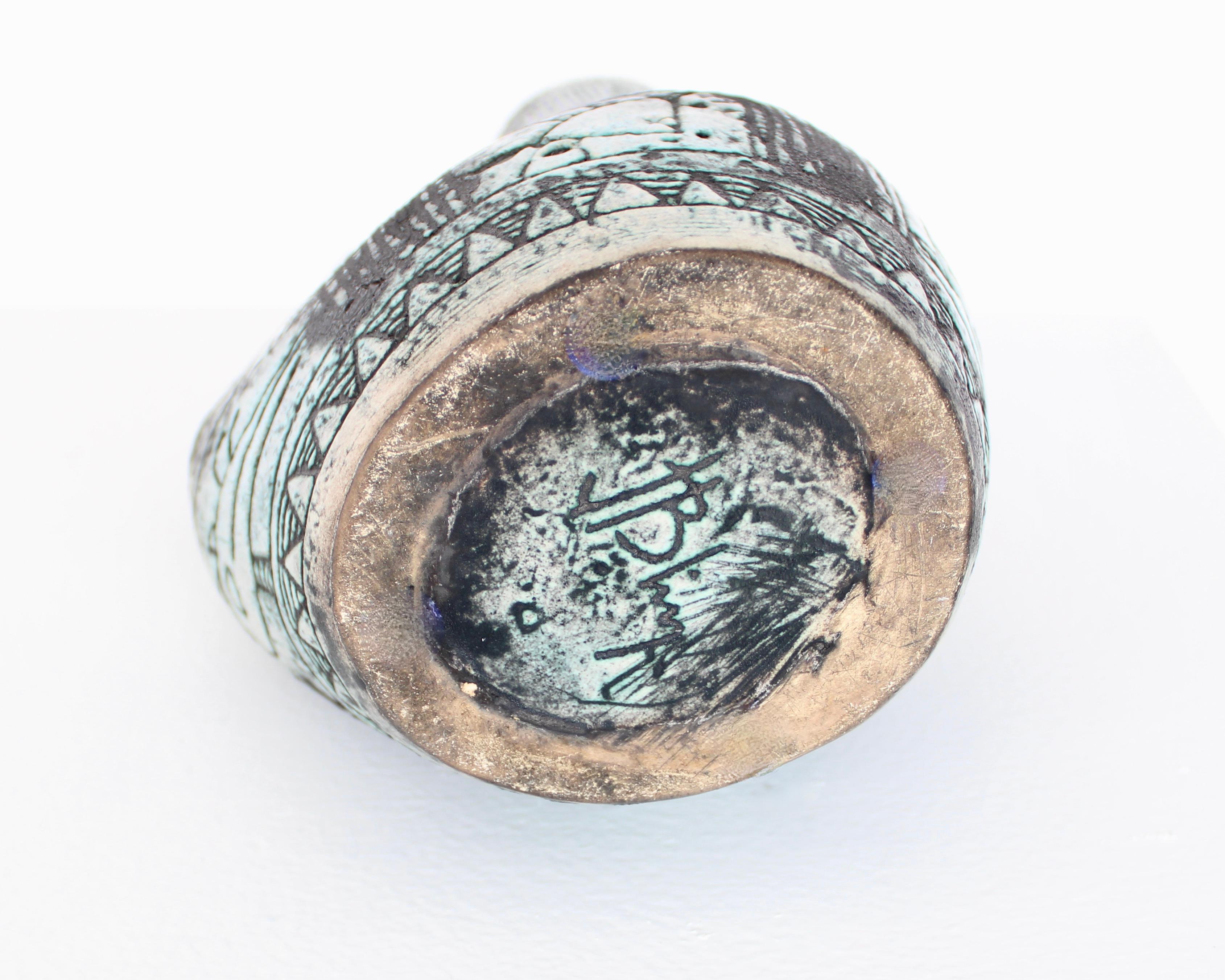 Jacques Blin Brocca in ceramica francese blu turchese con manico alto in vendita 5