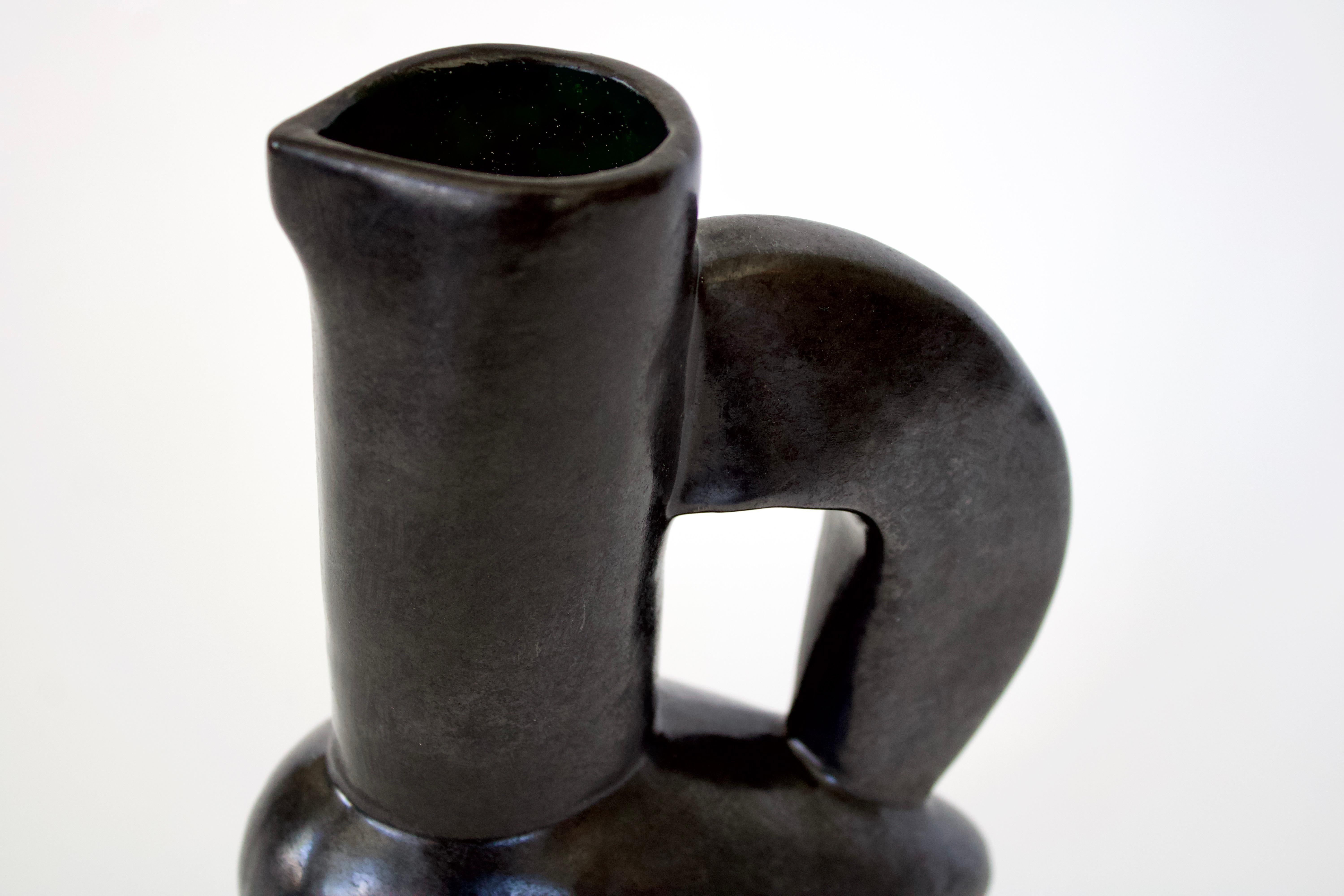 Jacques Blin French Ceramic Vessel Black Glaze Bird Form 6
