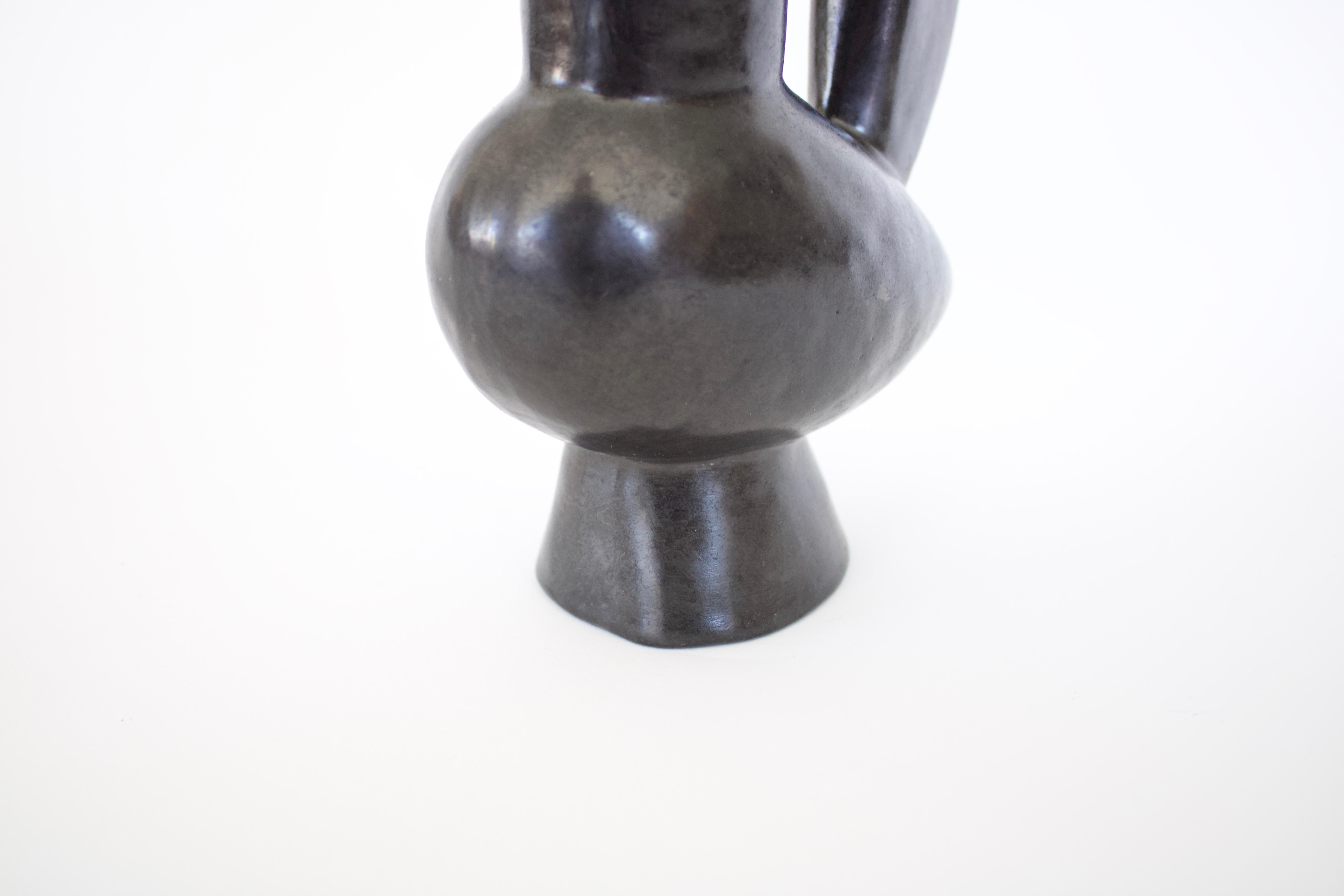 Jacques Blin French Ceramic Vessel Black Glaze Bird Form 8