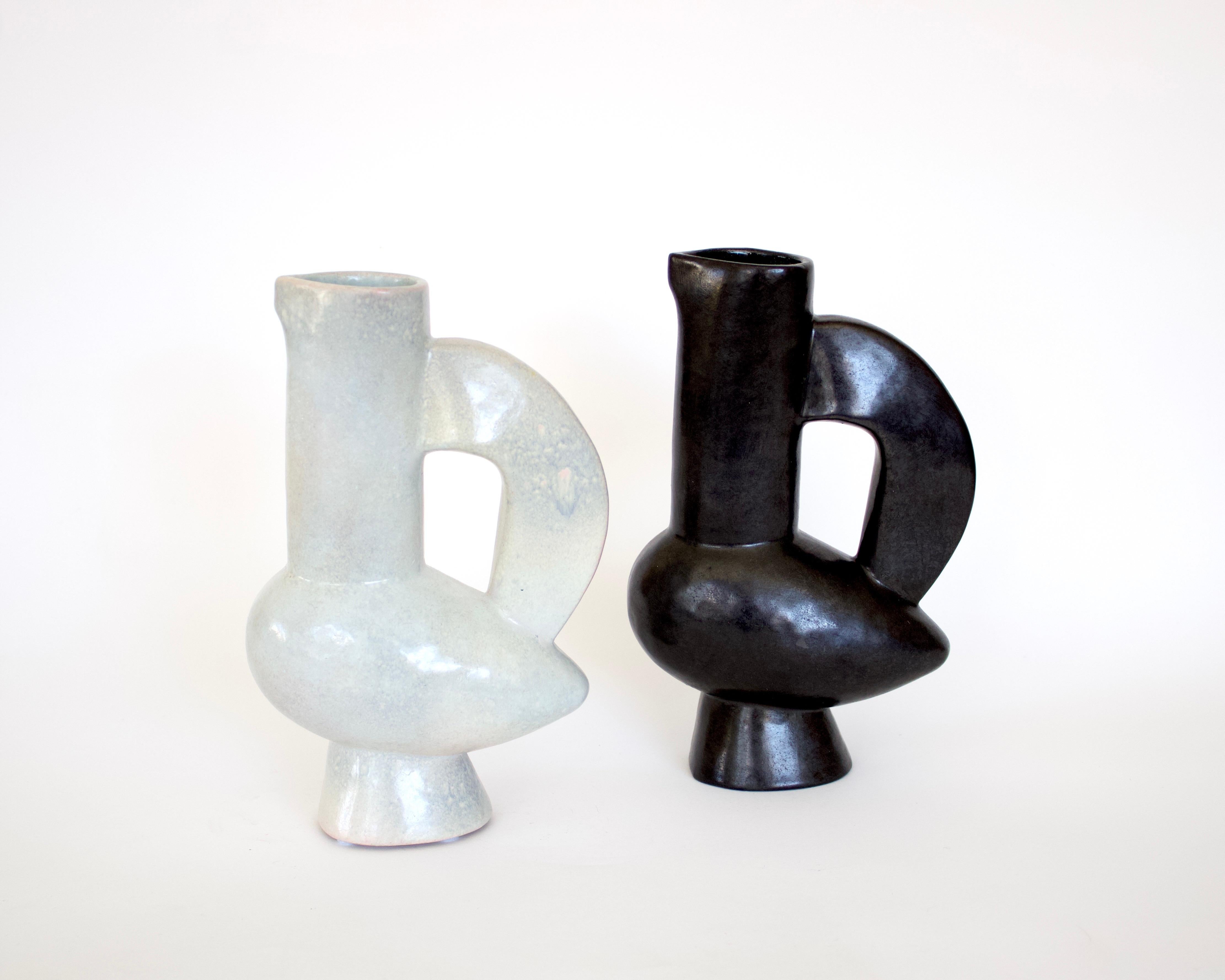 Jacques Blin French Ceramic Vessel Black Glaze Bird Form 10