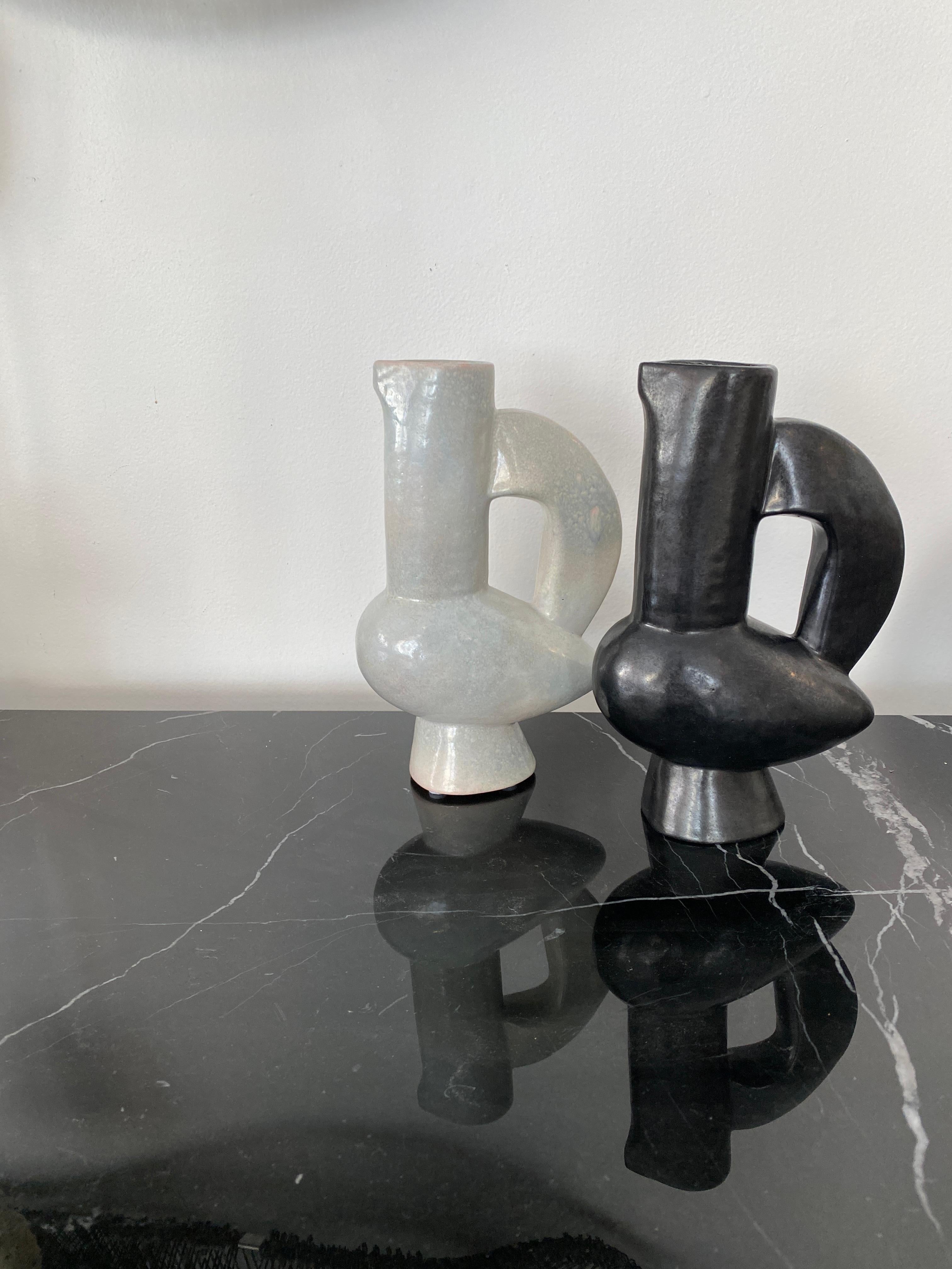Jacques Blin French Ceramic Vessel Black Glaze Bird Form 11