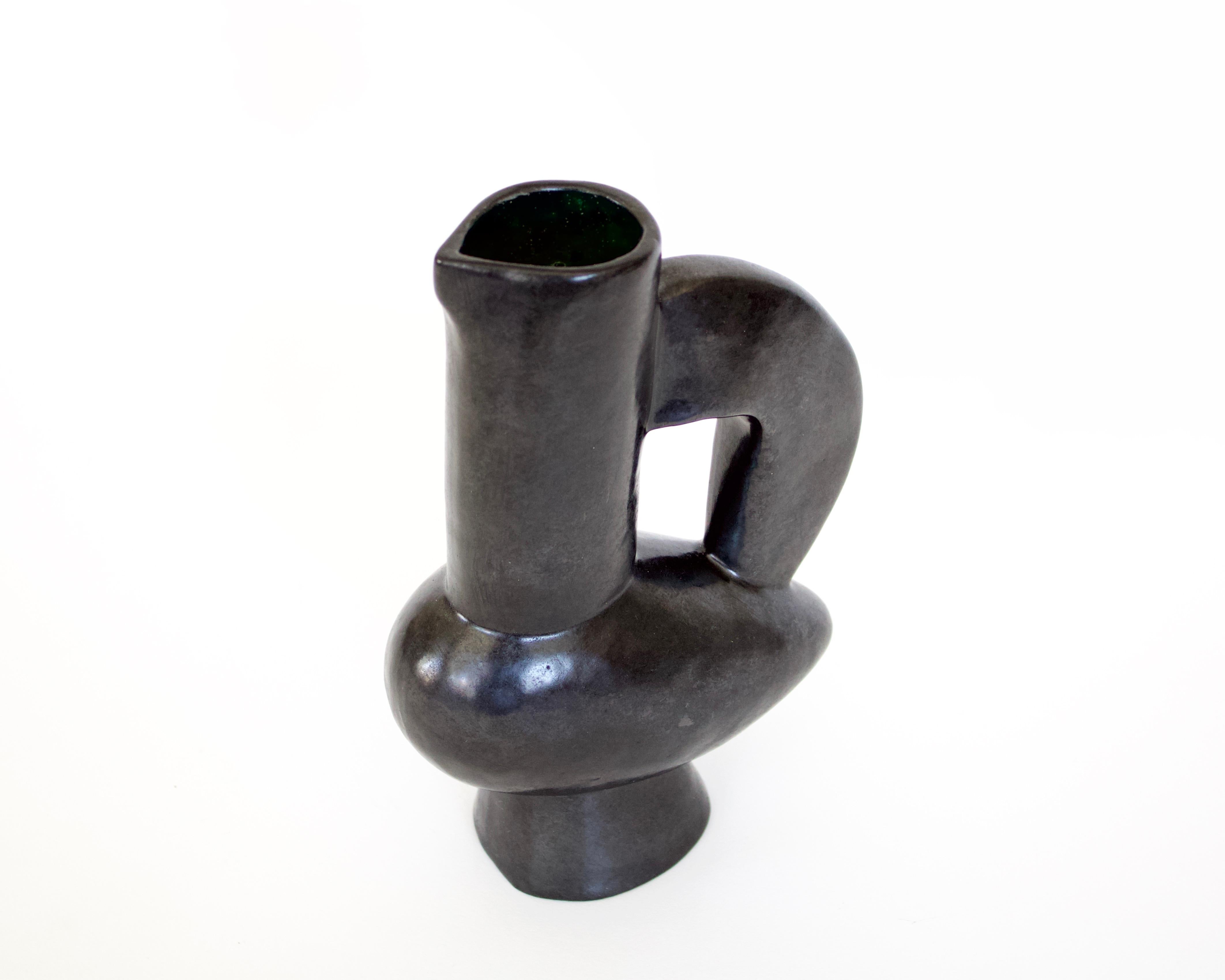 Jacques Blin French Ceramic Vessel Black Glaze Bird Form 4