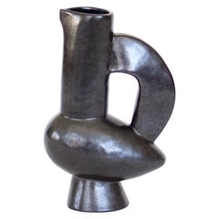 Französisches Keramikgefäß von Jacques Blin in Vogelform, schwarze Glasur
