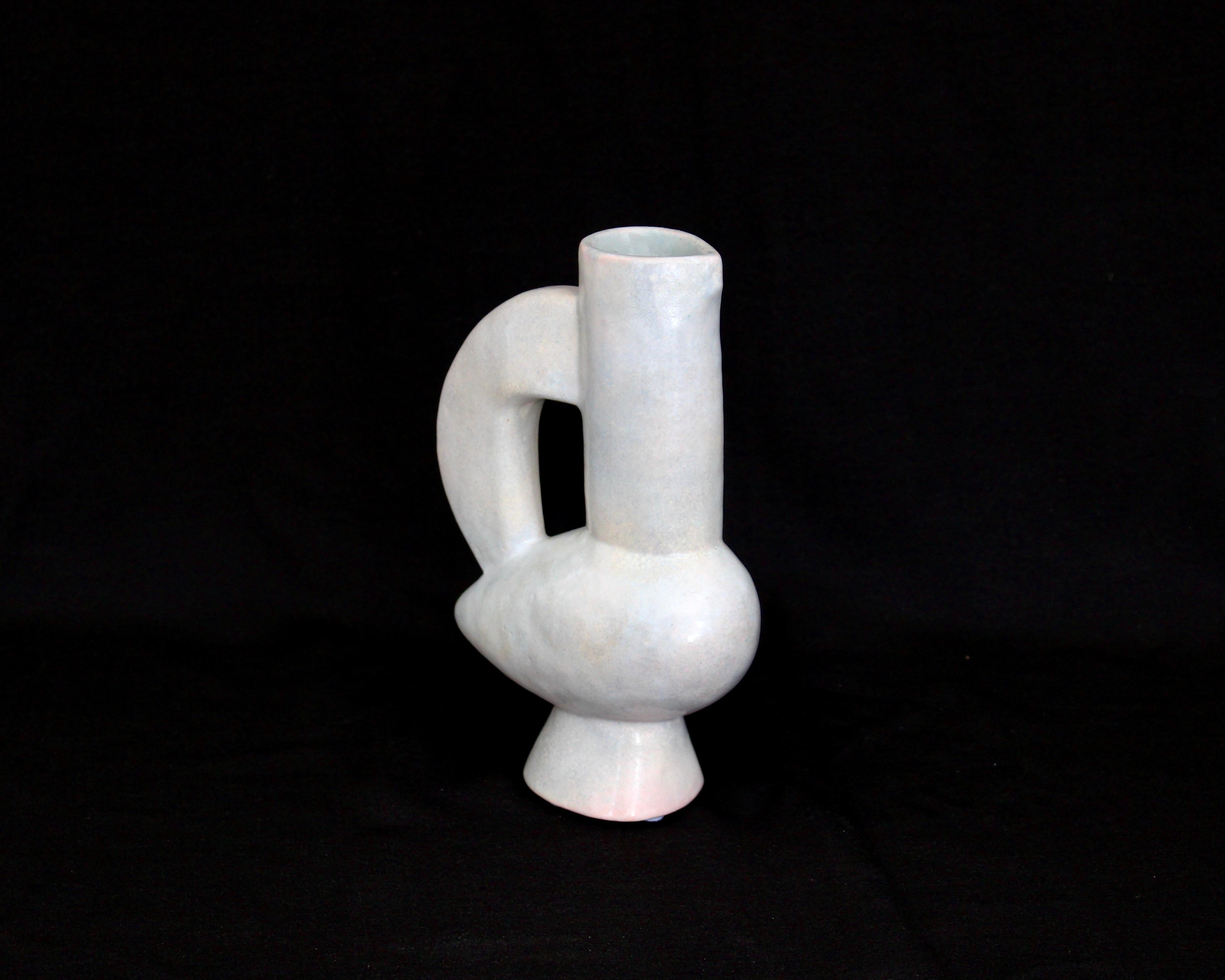 Mid-Century Modern Jacques Blin French Ceramic Vessel White Glaze Bird Form For Sale