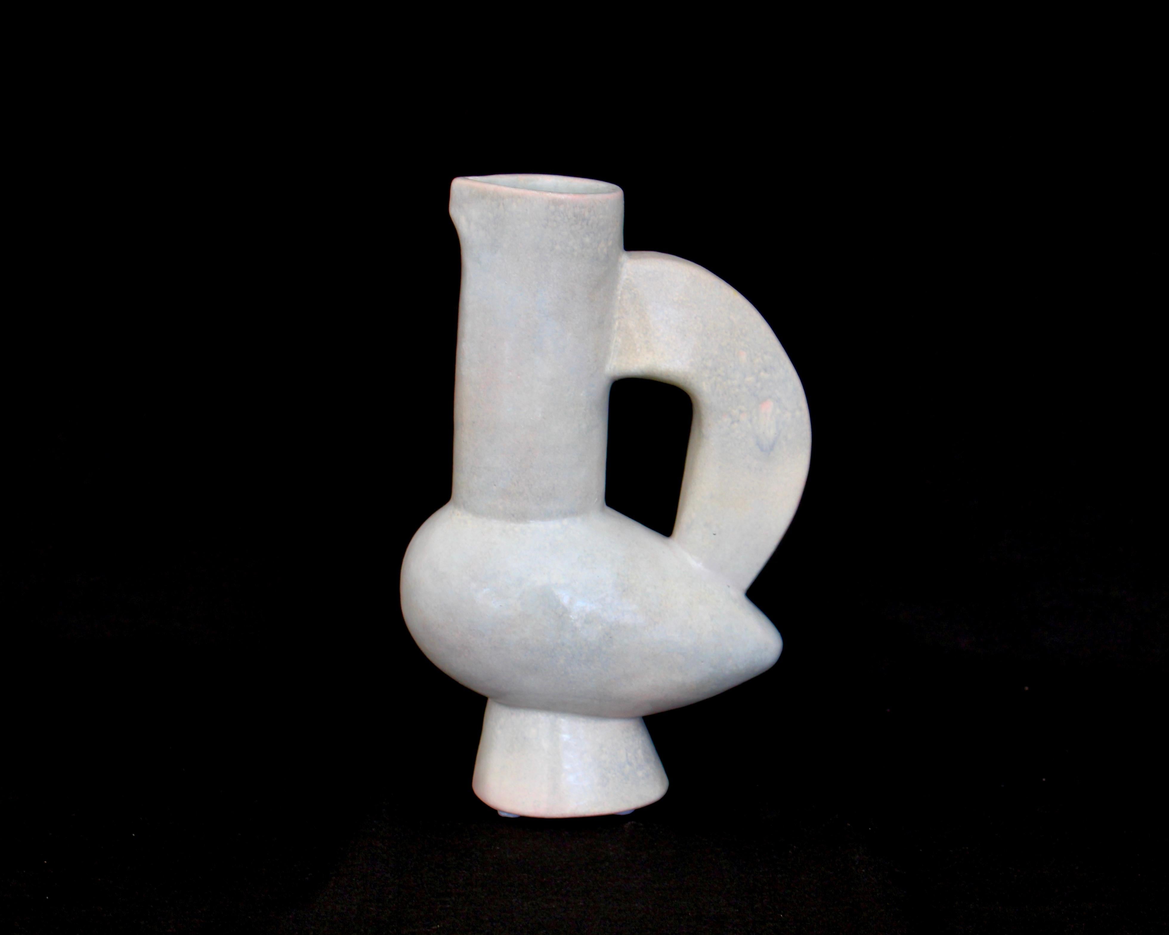Jacques Blin French Ceramic Vessel White Glaze Bird Form For Sale 2