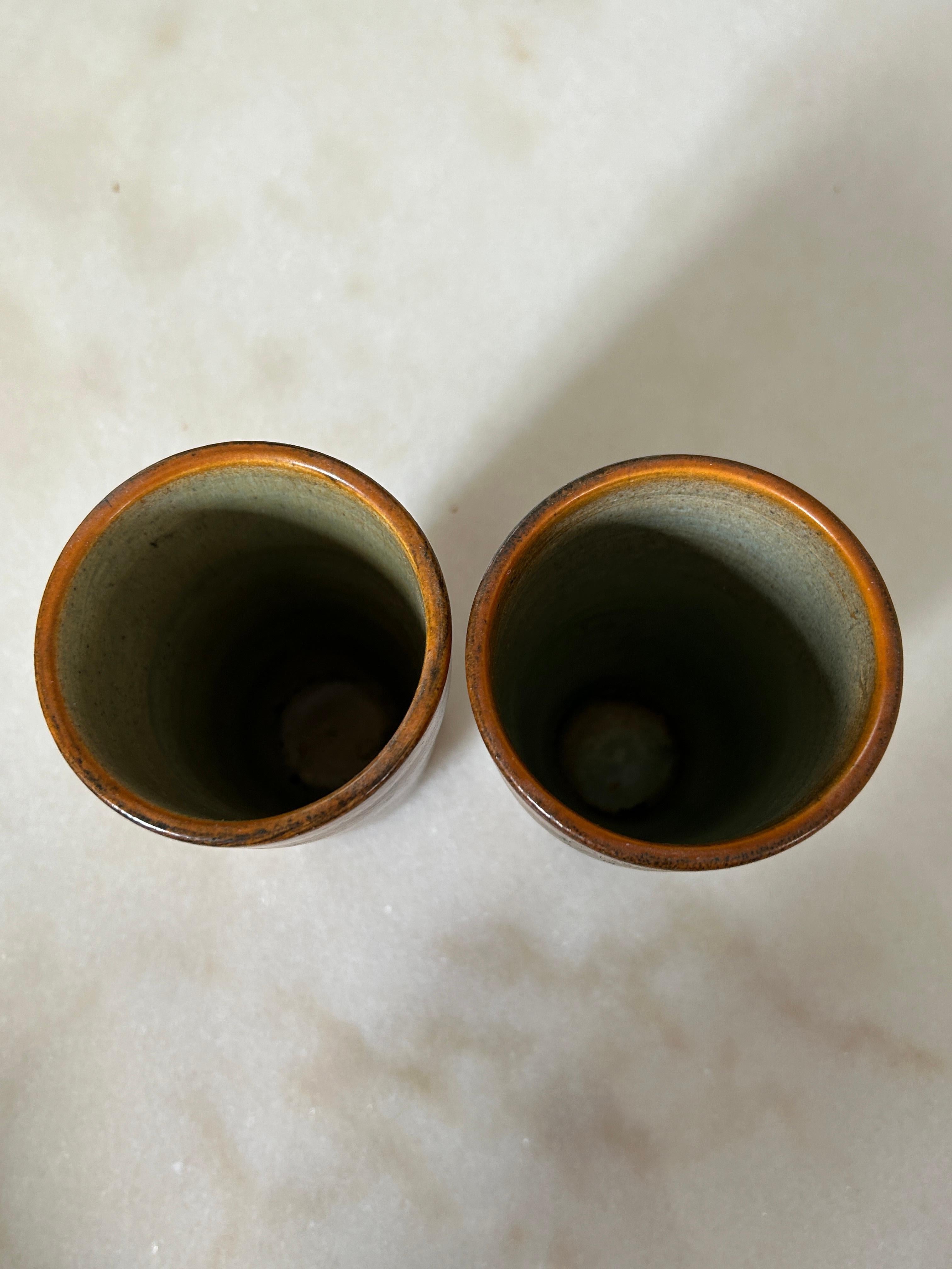 Mid-20th Century Jacques Blin Glazed Ceramic Tumblers Vallauris 1960 For Sale