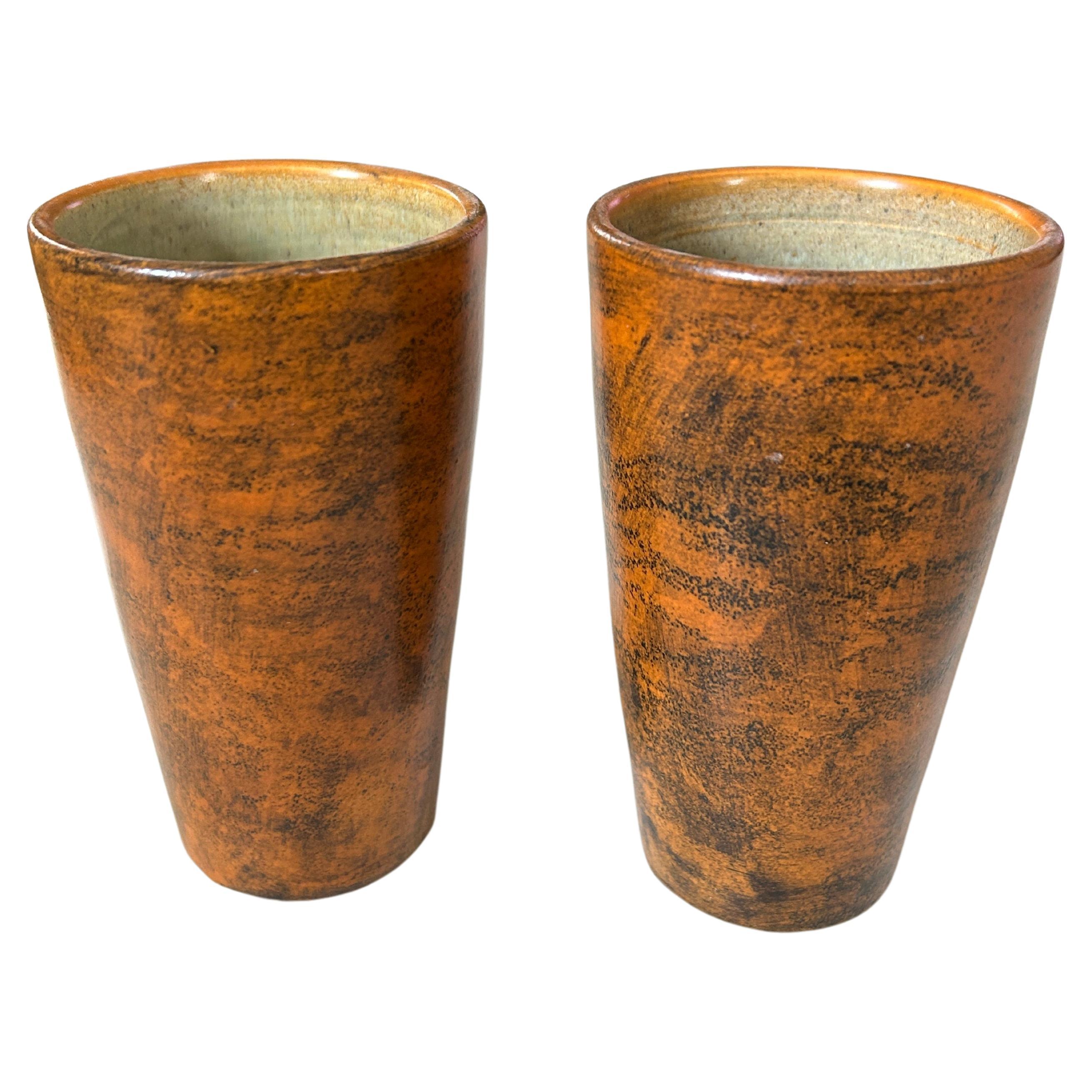 Jacques Blin Glazed Ceramic Tumblers Vallauris 1960 For Sale