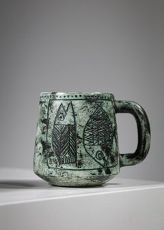 Jacques blin green ceramic mugs 50/60 - G484