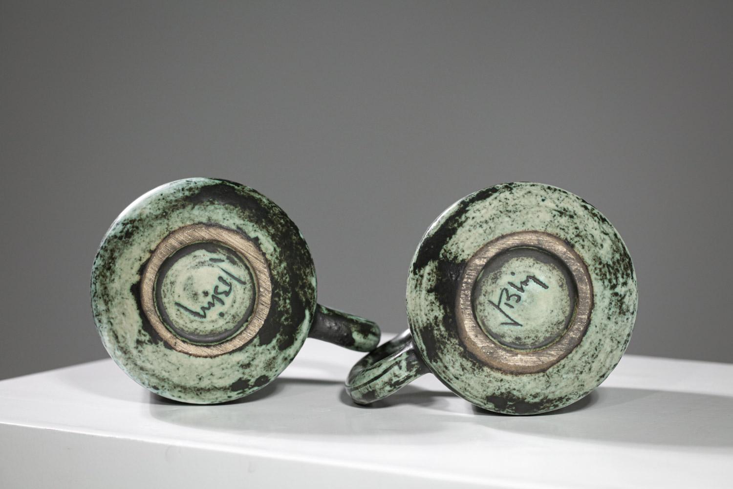 Céramique Mugs en céramique verte de Jacques Blin 50/60 - G484 en vente