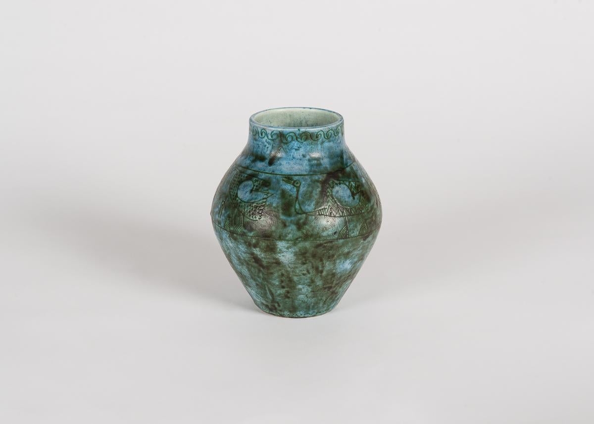 Glazed ceramic vase by French ceramicist Jacques Blin.