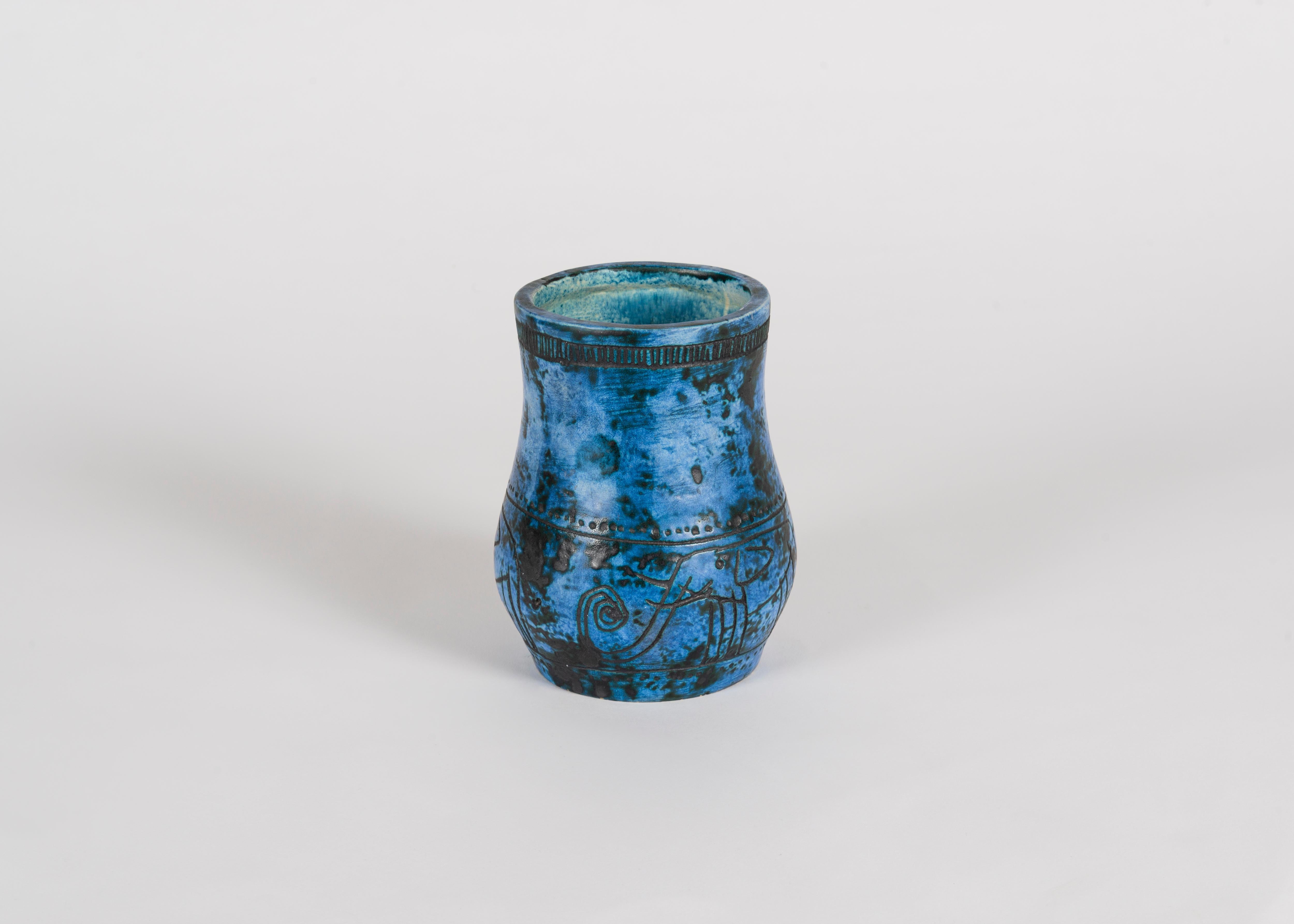 French Jacques Blin, Incised Vase, France