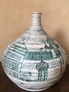 Jacques Blin Large Green and Black Ceramic Lamp, Orthodox Churches Decor, 1960s