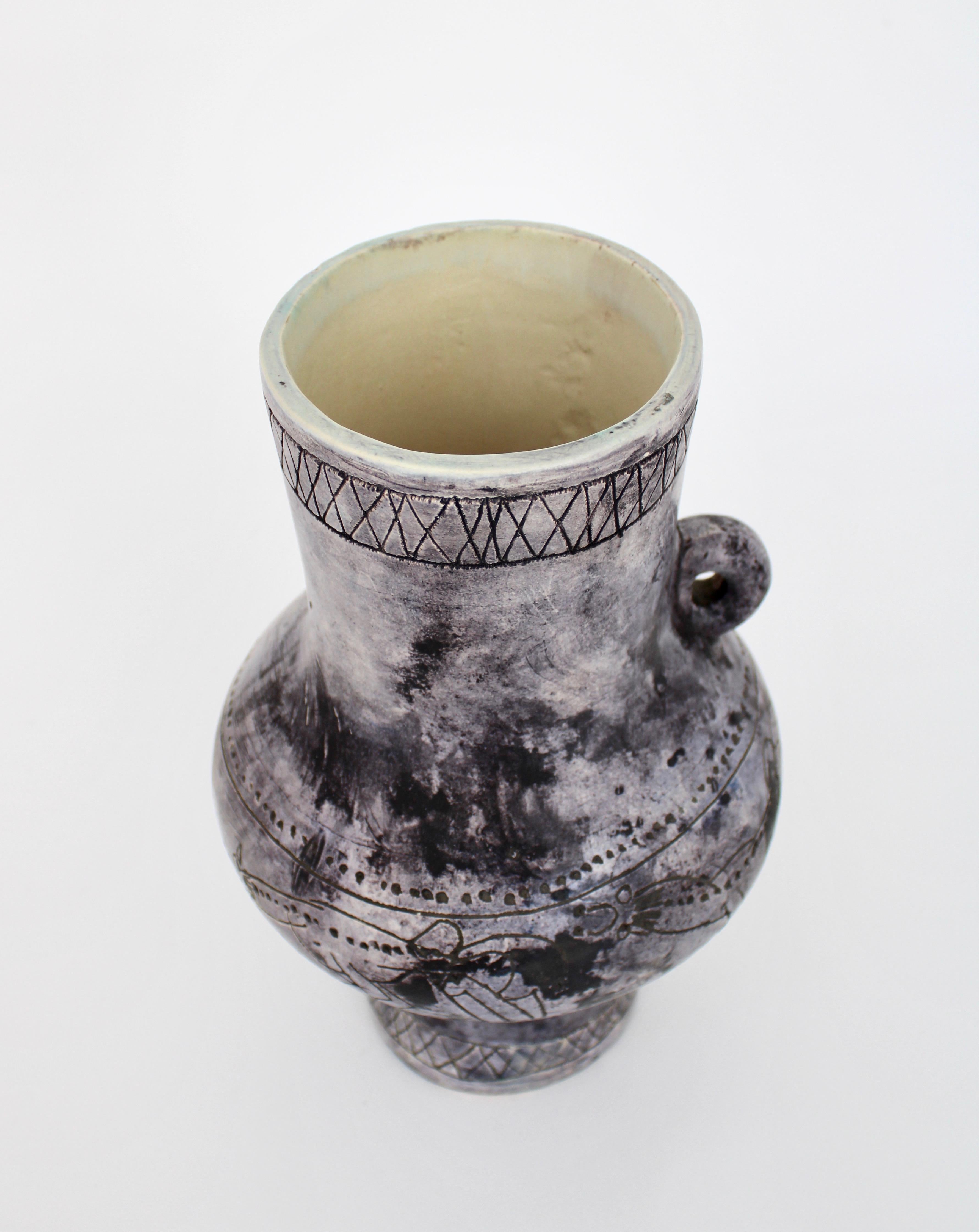 Jacques Blin Light Gray to Light Lavender French Ceramic Vase, circa 1960 For Sale 2